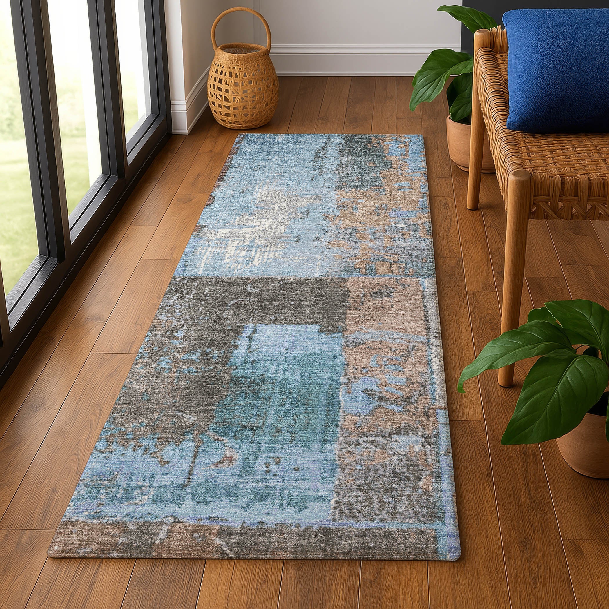 Reykjavik Machine Washable Transitional Taupe Brown Rug 2'3" x 7'6" #shape_Runner
