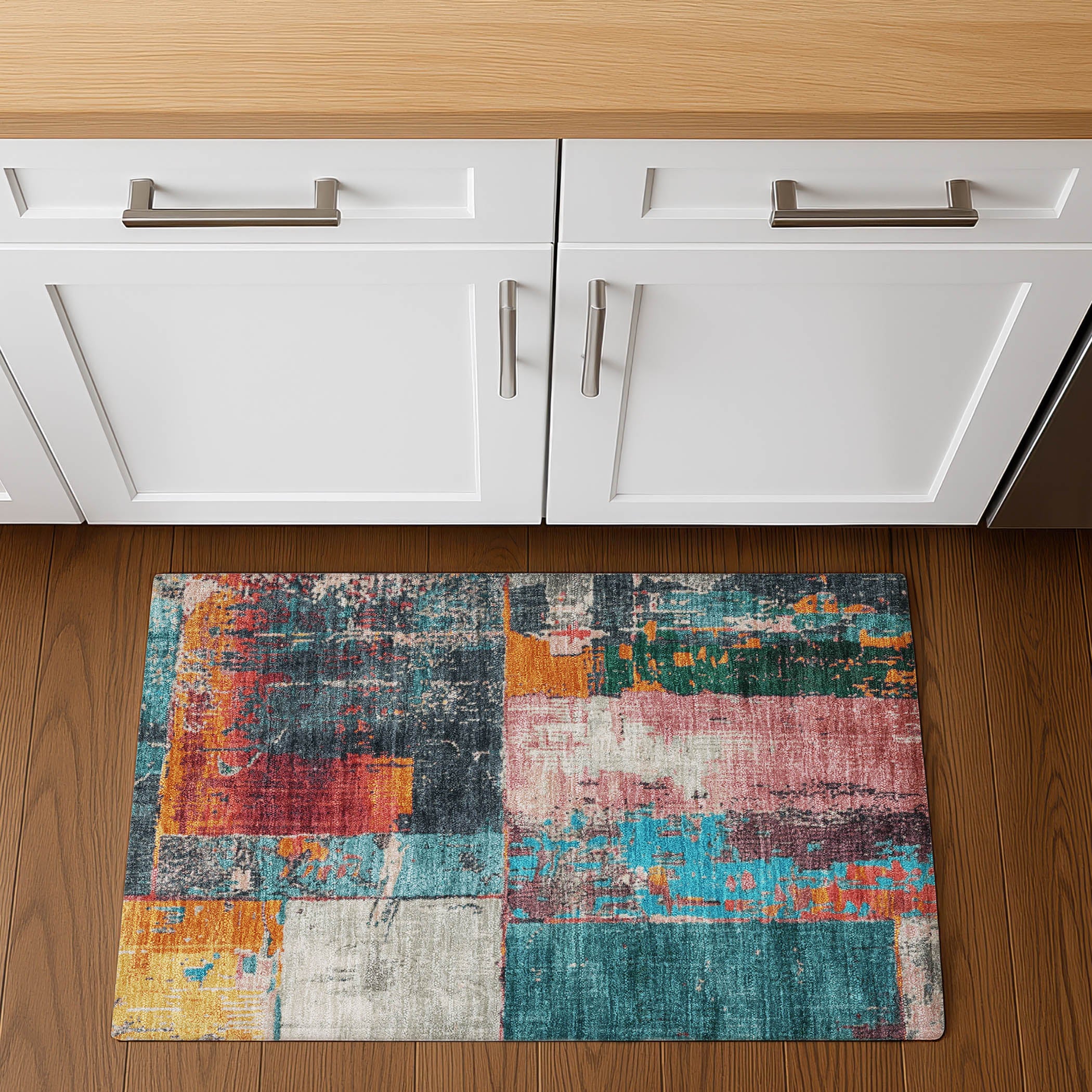 Reykjavik Machine Washable Transitional Teal Rug 1'8" x 2'6" #shape_Rectangle