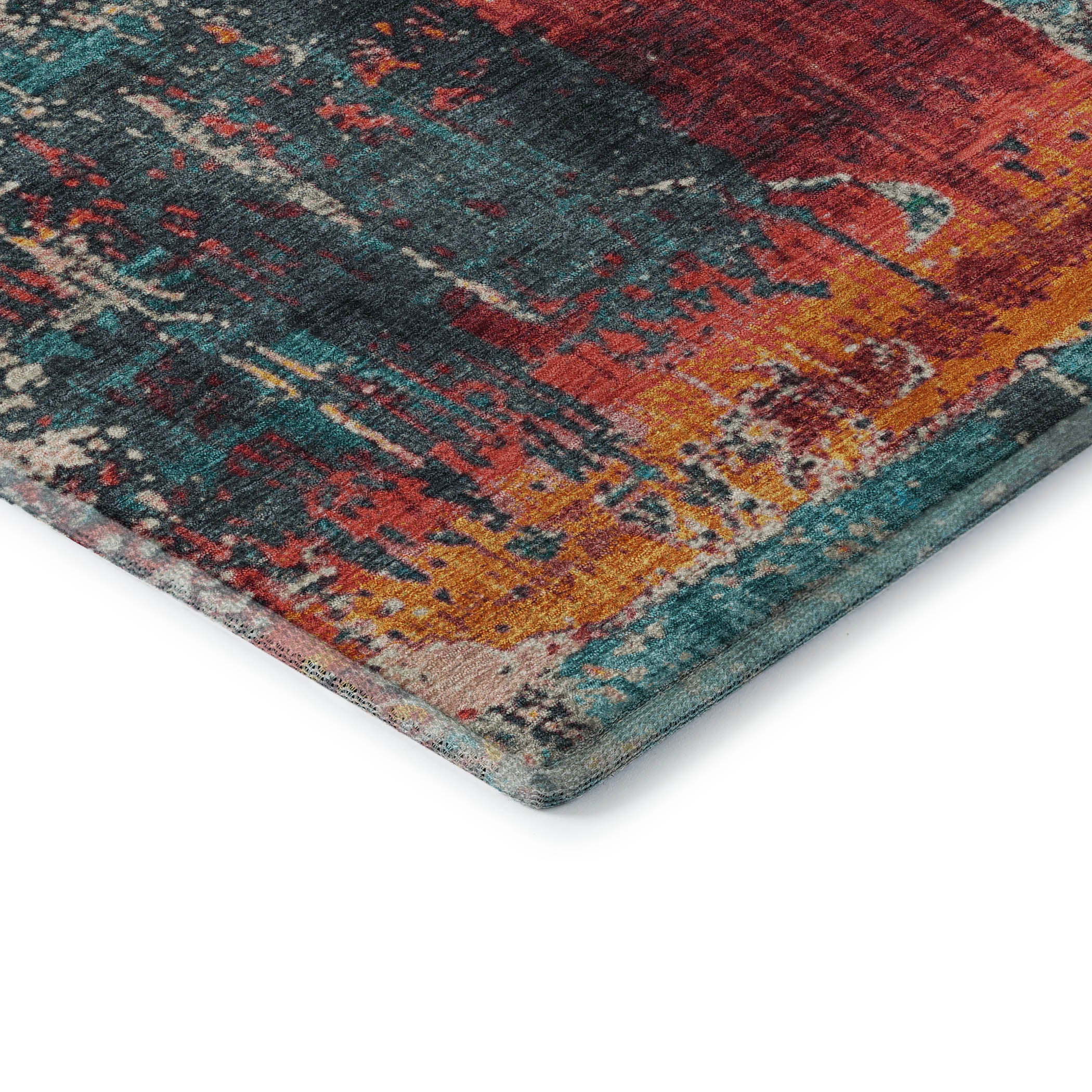 Reykjavik Machine Washable Transitional Teal Rug 1'8" x 2'6" #shape_Rectangle