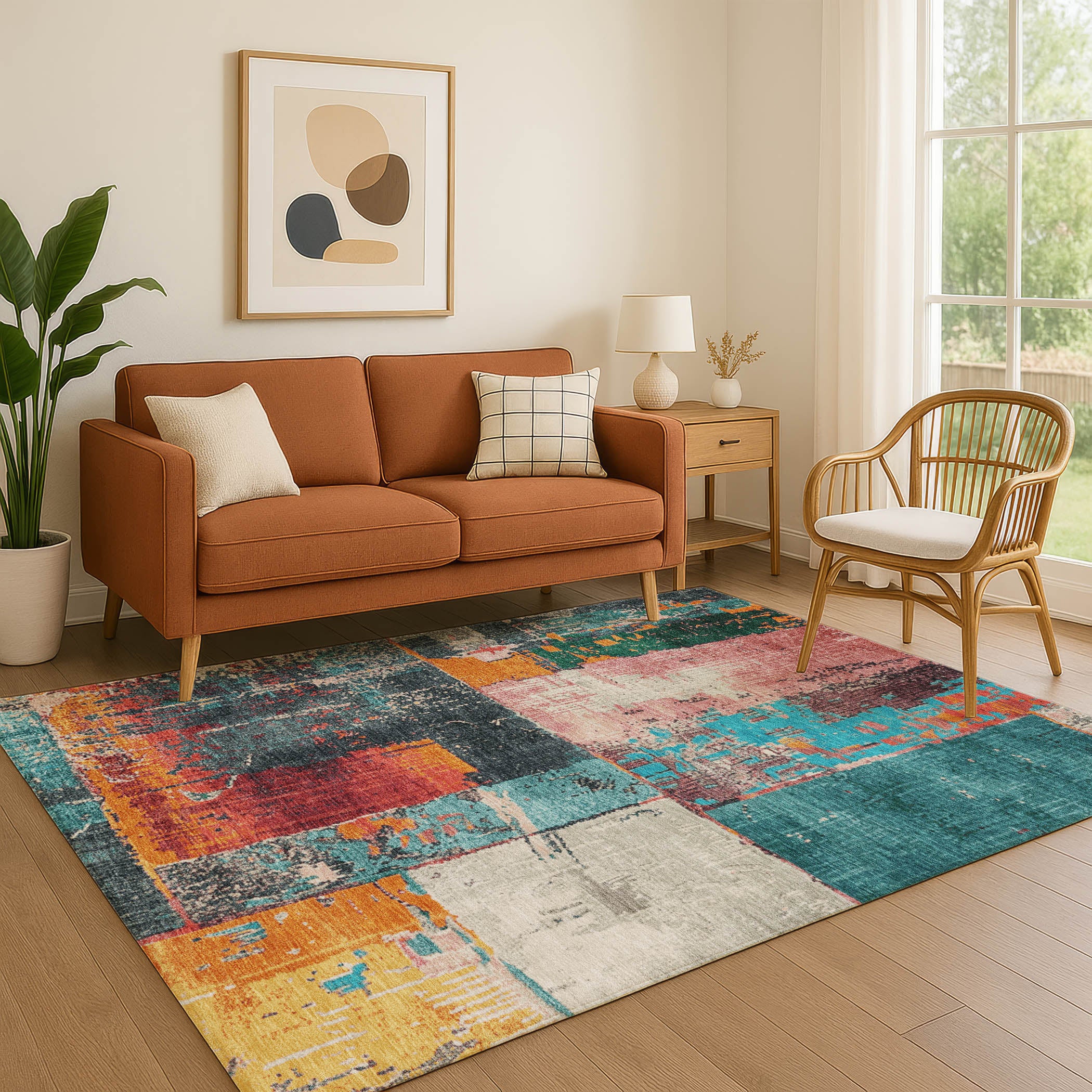 Reykjavik Machine Washable Transitional Teal Rug 2'6" x 3'10" #shape_Rectangle