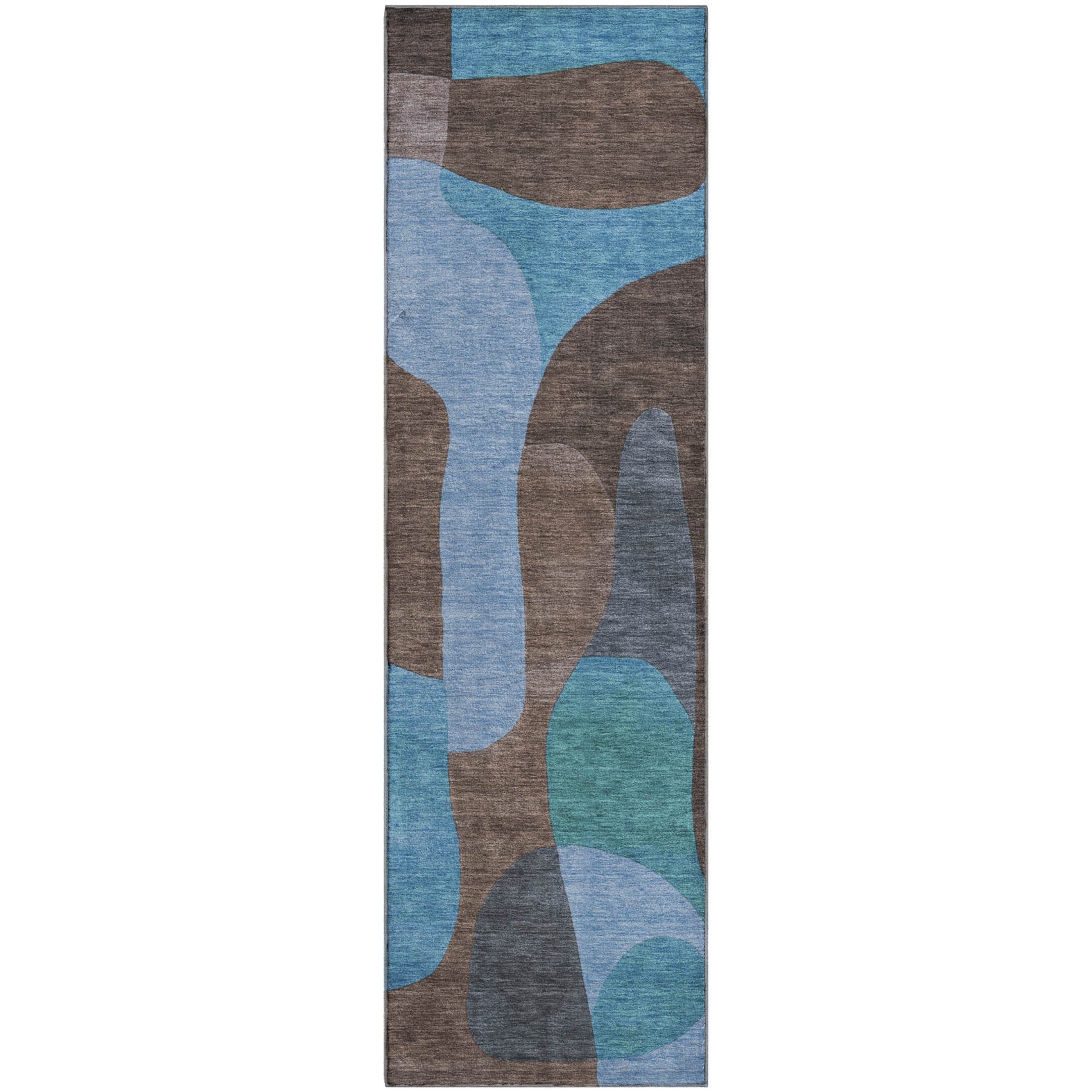 Bangkok Machine Washable Transitional Brown Rug 2'3" x 7'6" #shape_Runner