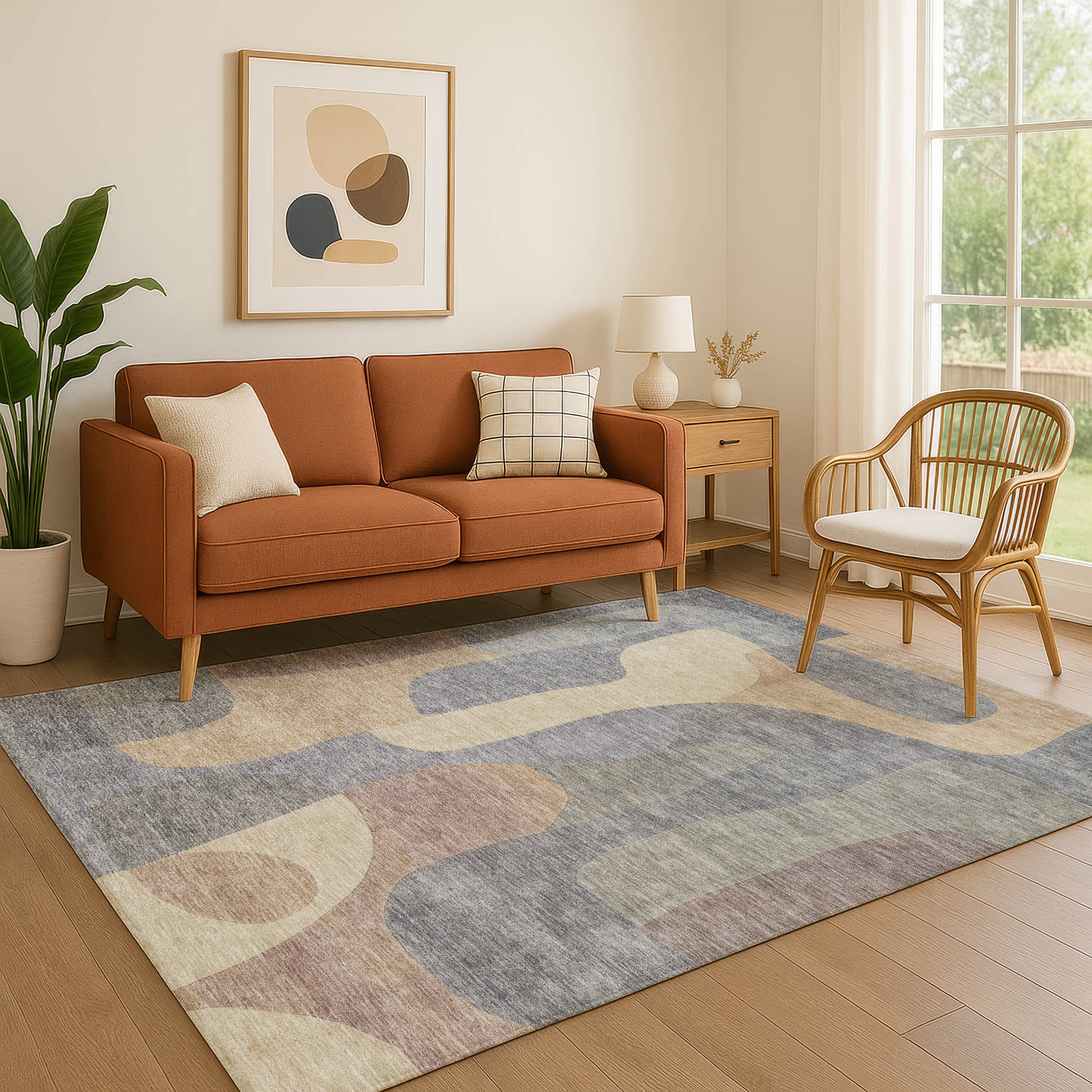 Bangkok Machine Washable Transitional Gray Rug 2'6" x 3'10" #shape_Rectangle
