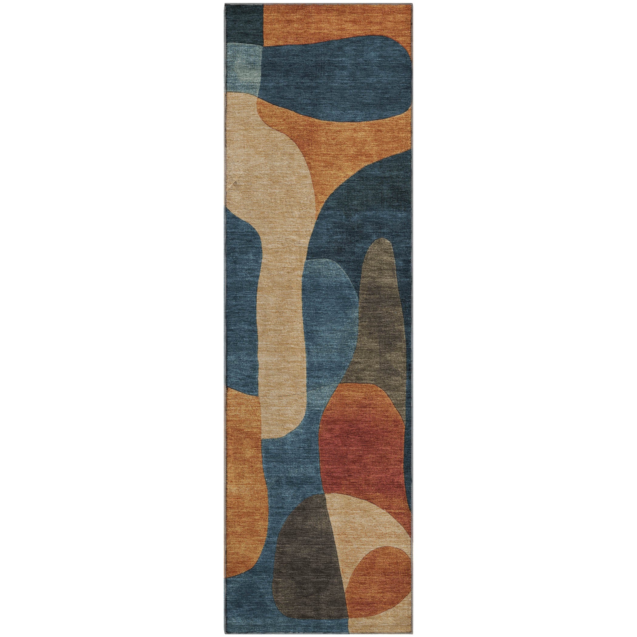 Bangkok Machine Washable Transitional Navy Blue Rug 2'3" x 7'6" #shape_Runner