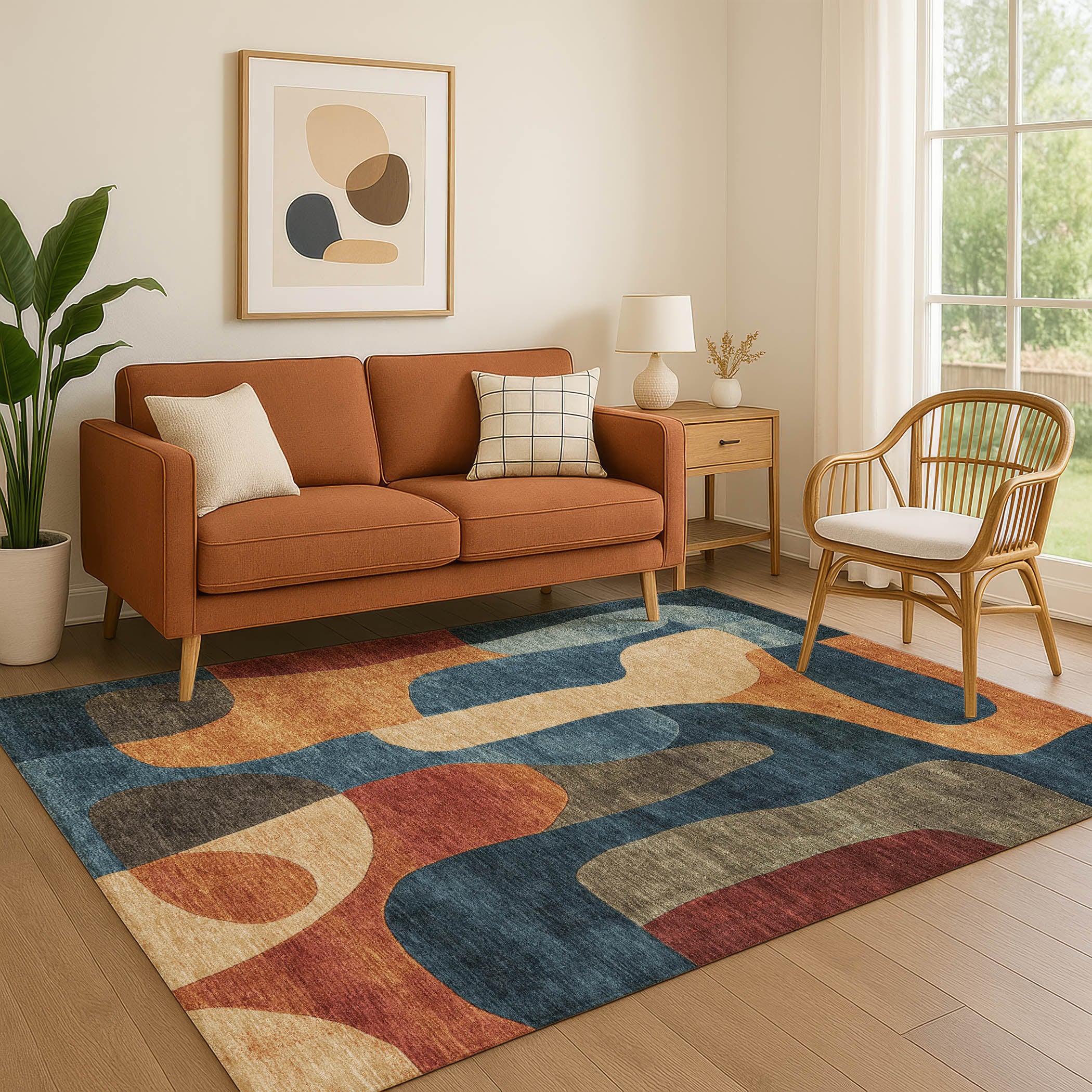 Bangkok Machine Washable Transitional Navy Blue Rug 2'6" x 3'10" #shape_Rectangle