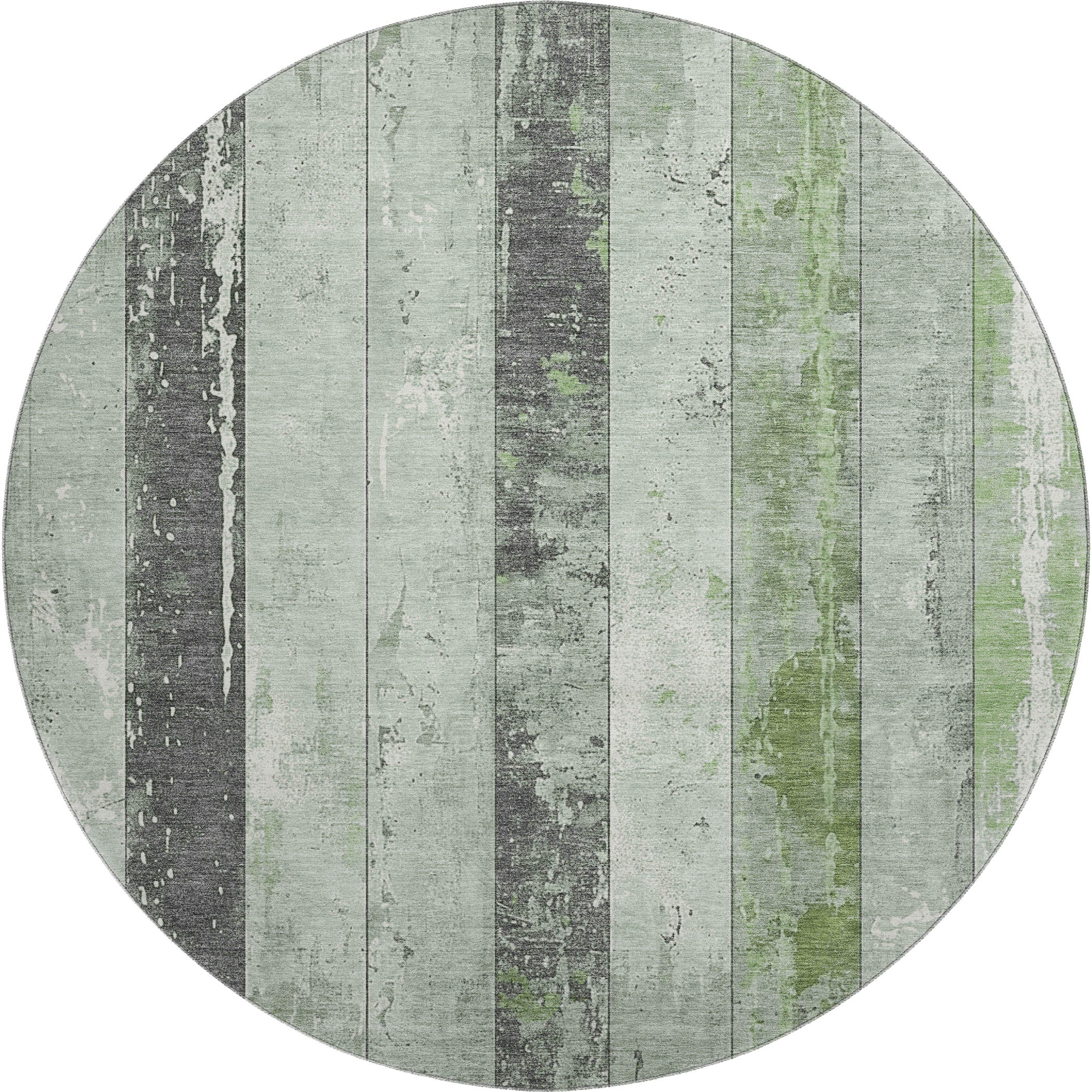 Chiang Mai Machine Washable Transitional Aloe Green Rug 8' x 8' #shape_Round
