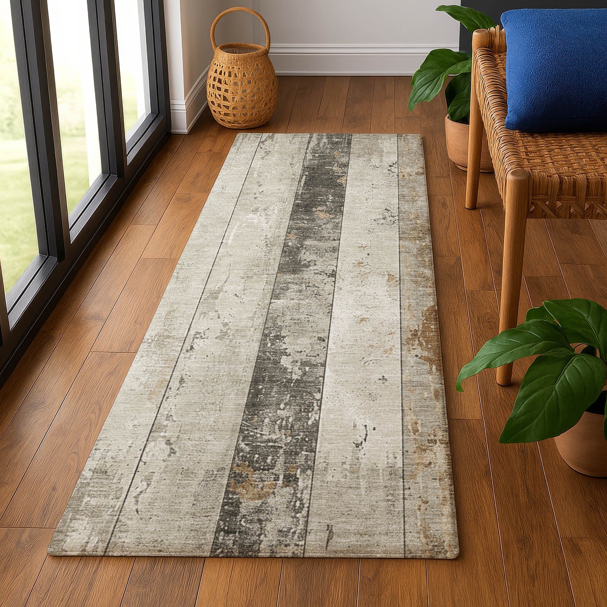 Chiang Mai Machine Washable Transitional Beige Brown Rug 2'3" x 7'6" #shape_Runner