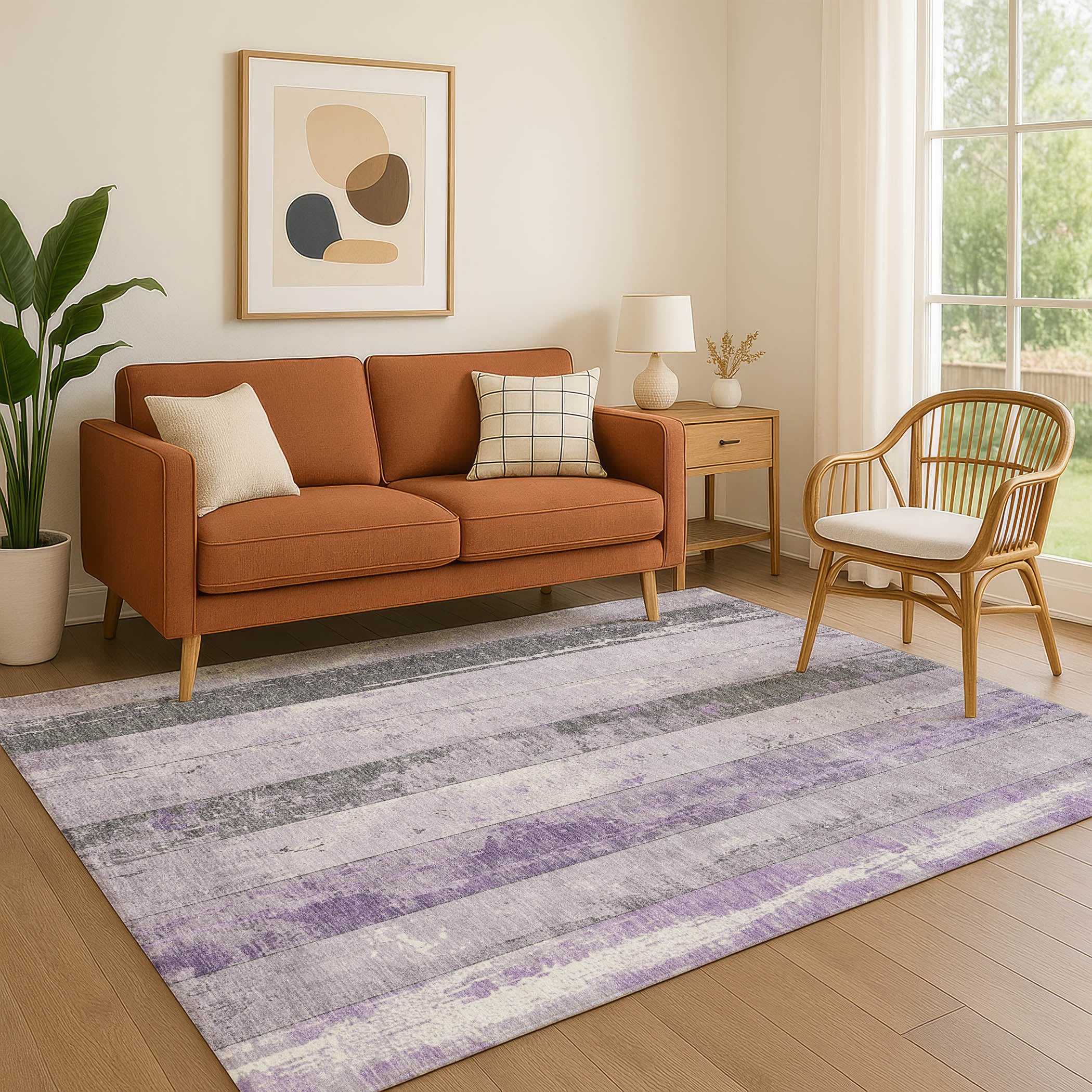 Chiang Mai Machine Washable Transitional Lavender Purple Rug 2'6" x 3'10" #shape_Rectangle