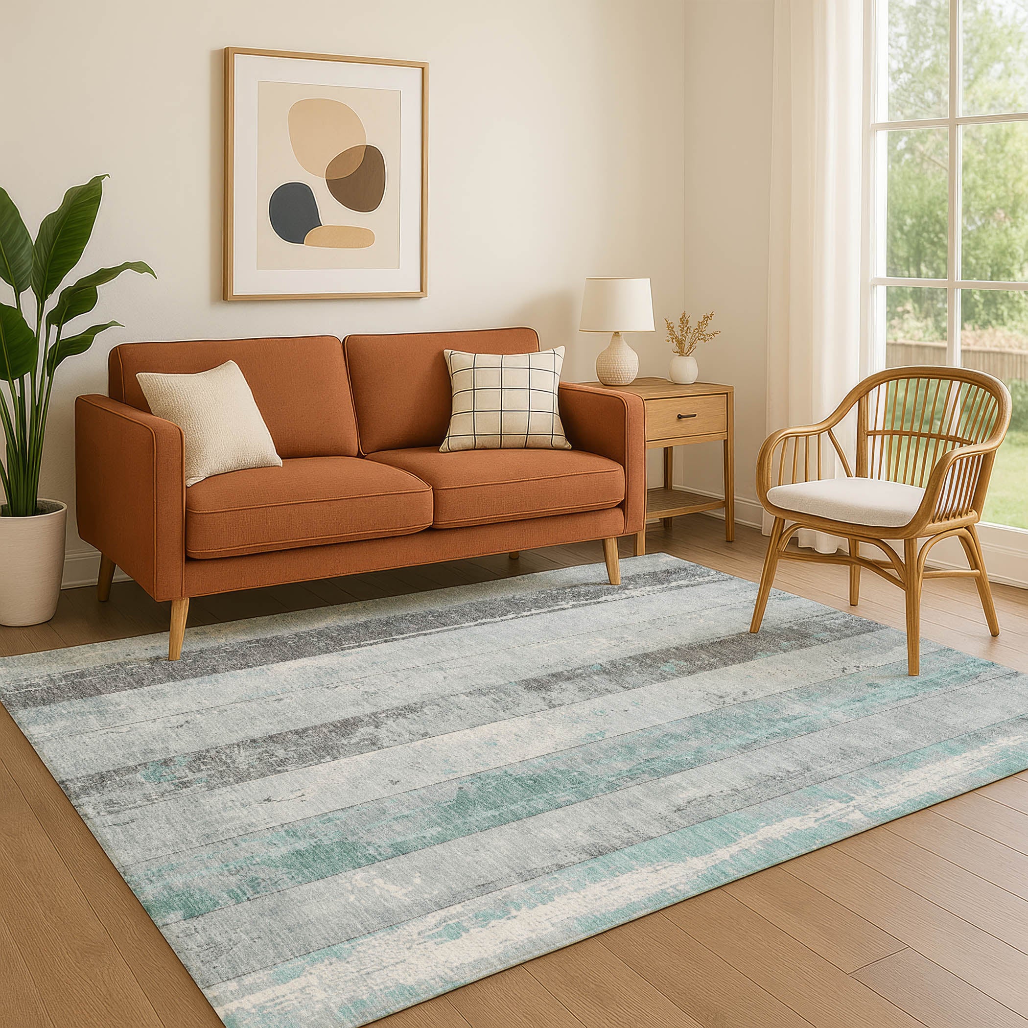 Chiang Mai Machine Washable Transitional Seafoam Blue Rug 2'6" x 3'10" #shape_Rectangle