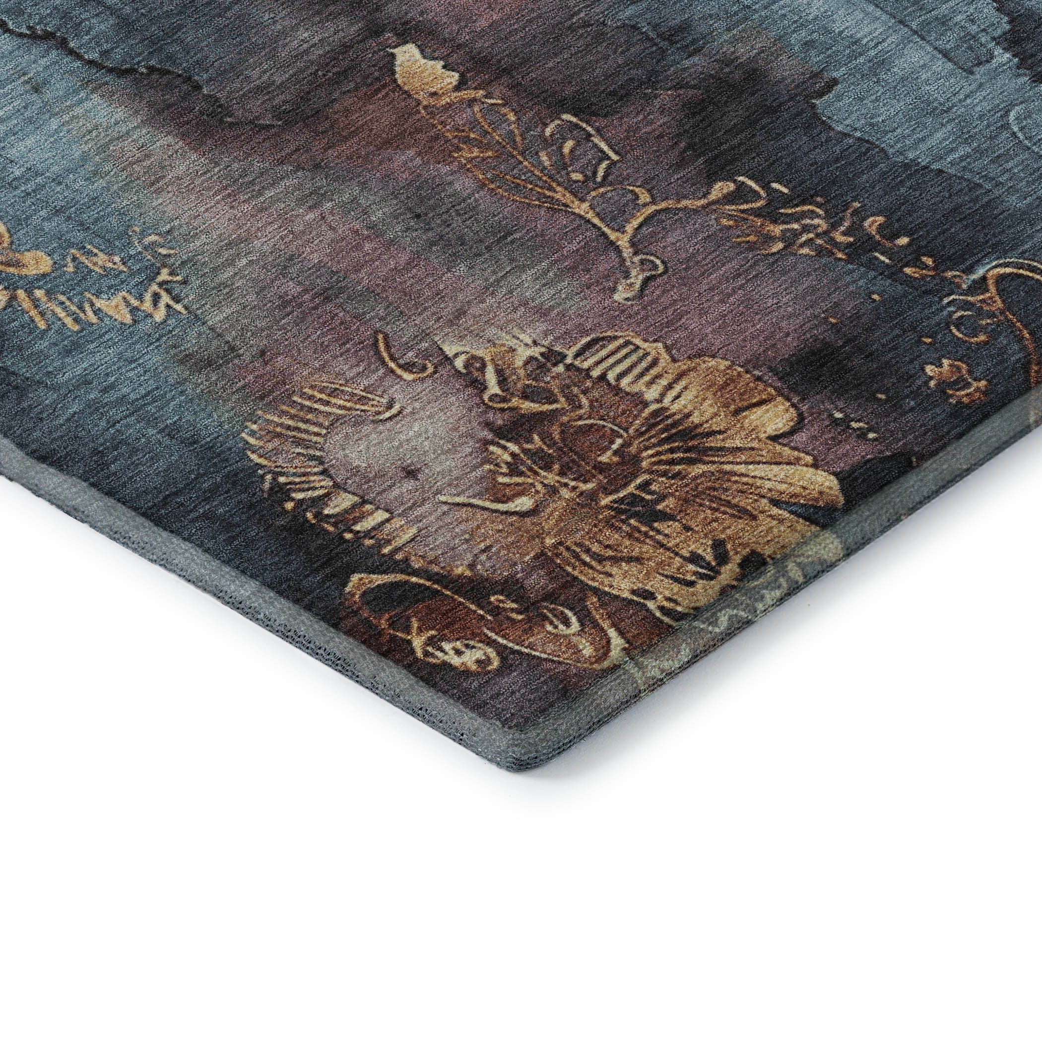 Lisbon Machine Washable Transitional Blue Rug 1'8" x 2'6" #shape_Rectangle