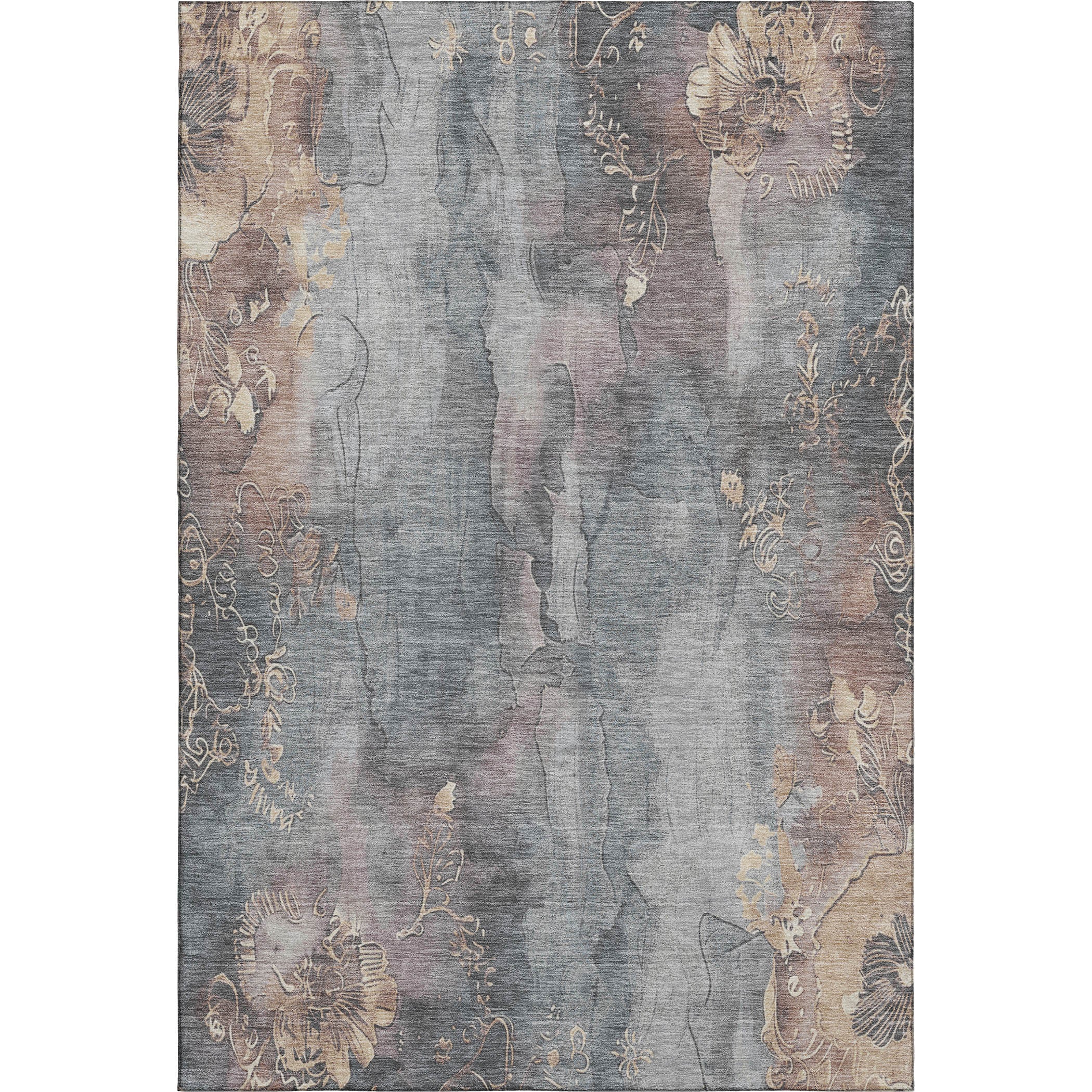 Lisbon Machine Washable Transitional Gray Rug 2'6" x 3'10" #shape_Rectangle