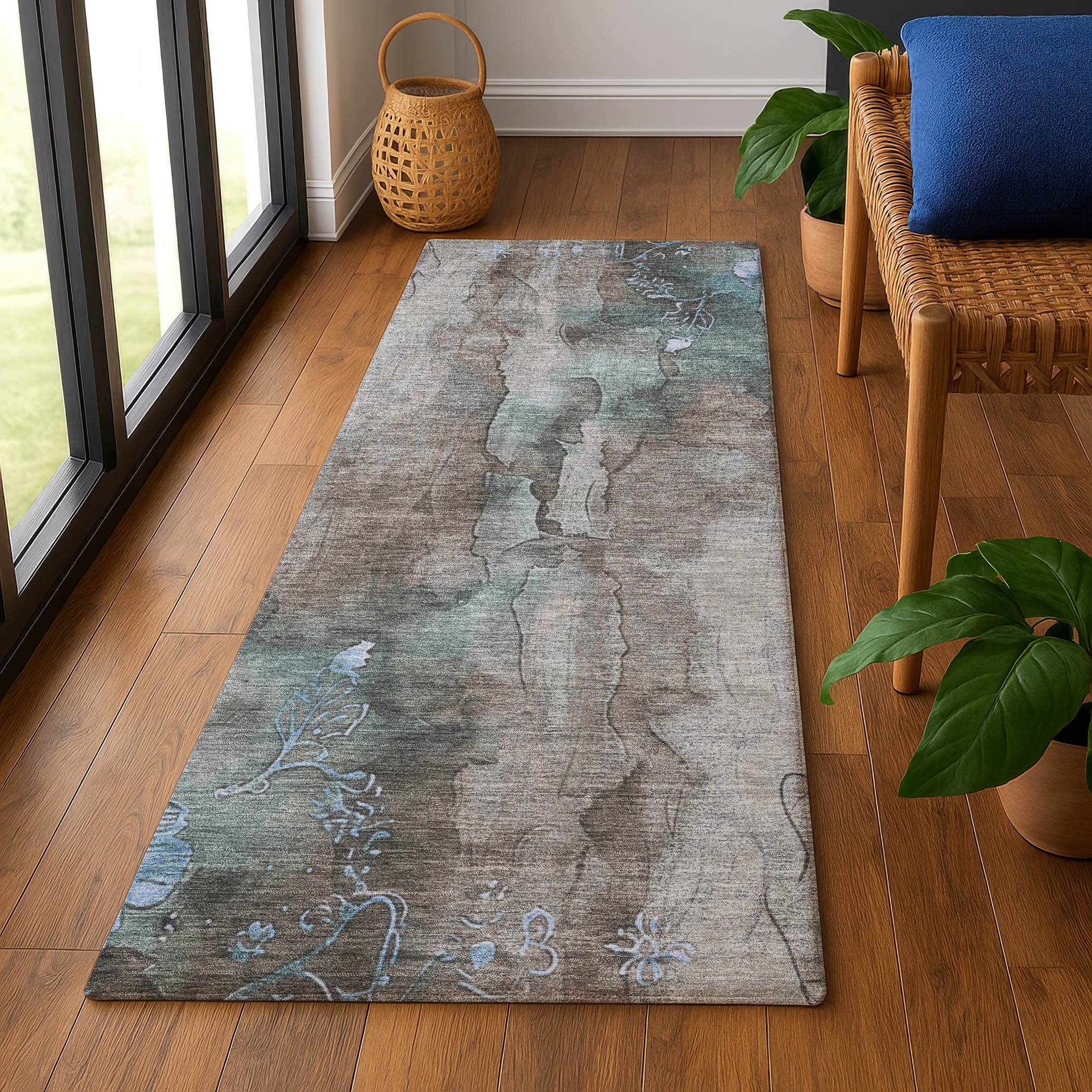 Lisbon Machine Washable Transitional Taupe Brown Rug 2'3" x 7'6" #shape_Runner