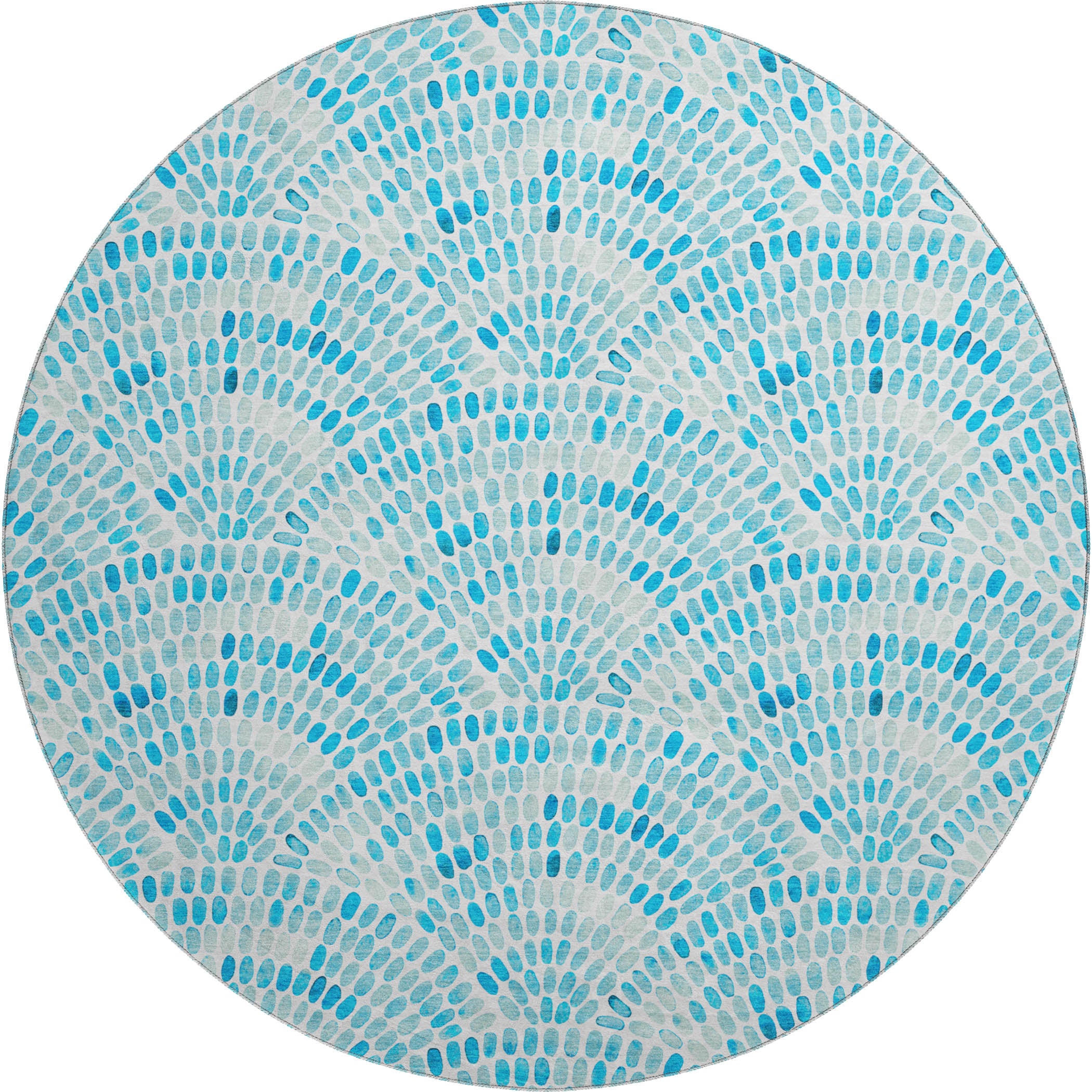 Mostar Machine Washable Coastal Aqua Teal Rug 8' x 8' #shape_Round
