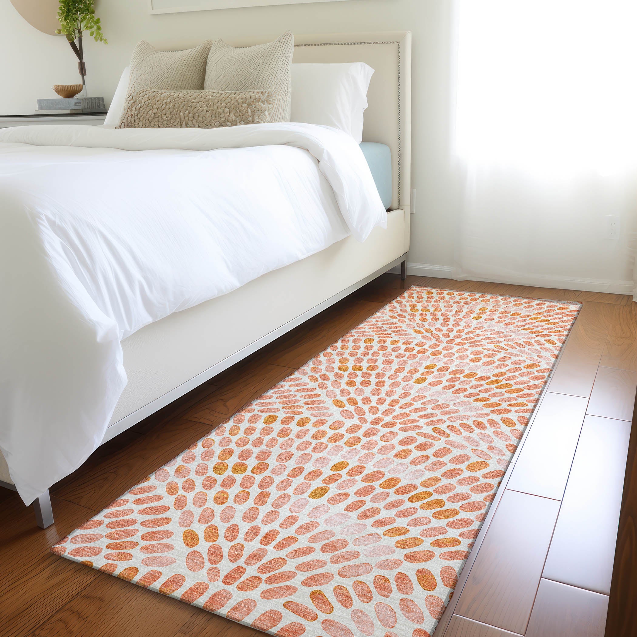 Mostar Machine Washable Coastal Peach Orange Rug 2'3" x 7'6" #shape_Runner