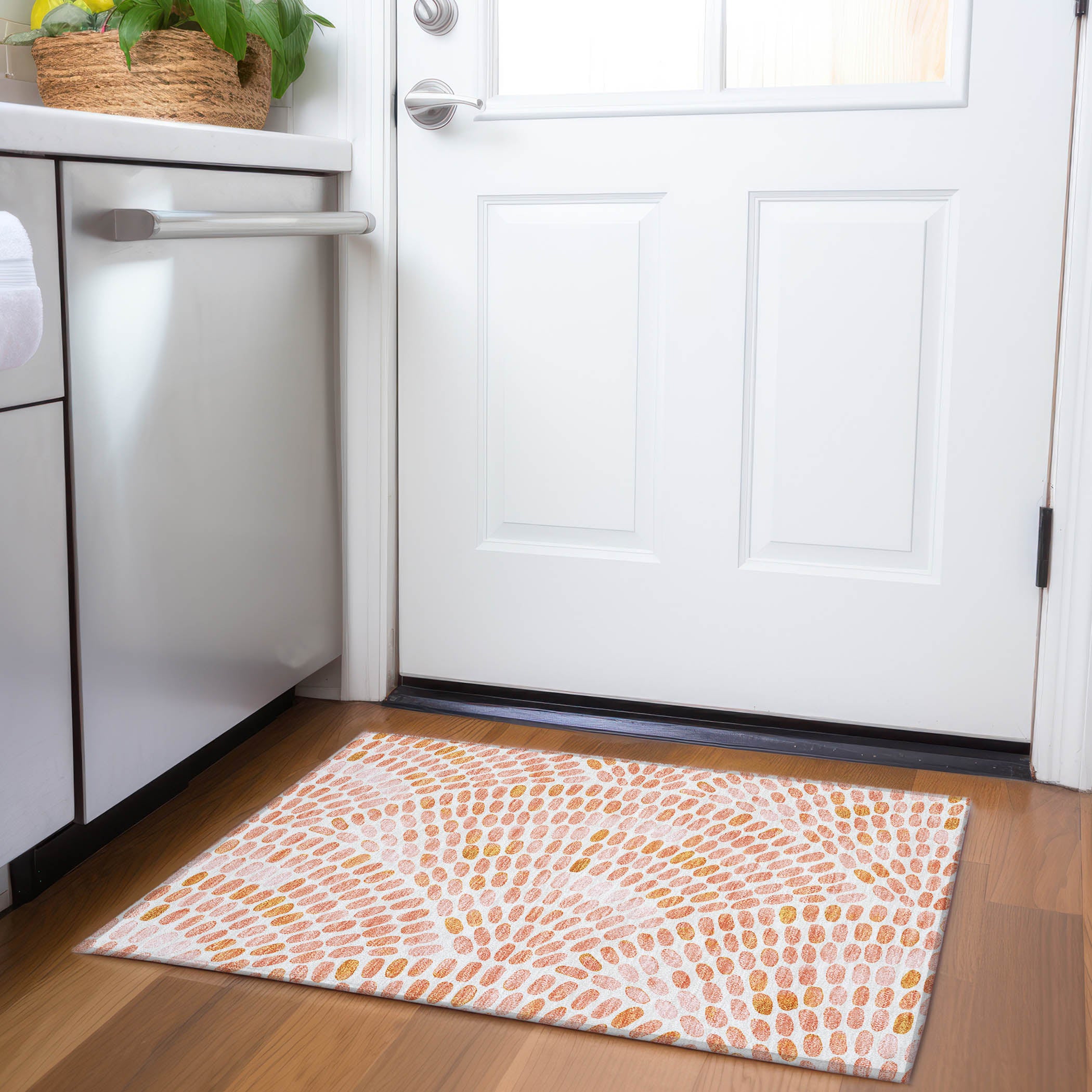 Mostar Machine Washable Coastal Peach Orange Rug 1'8" x 2'6" #shape_Rectangle