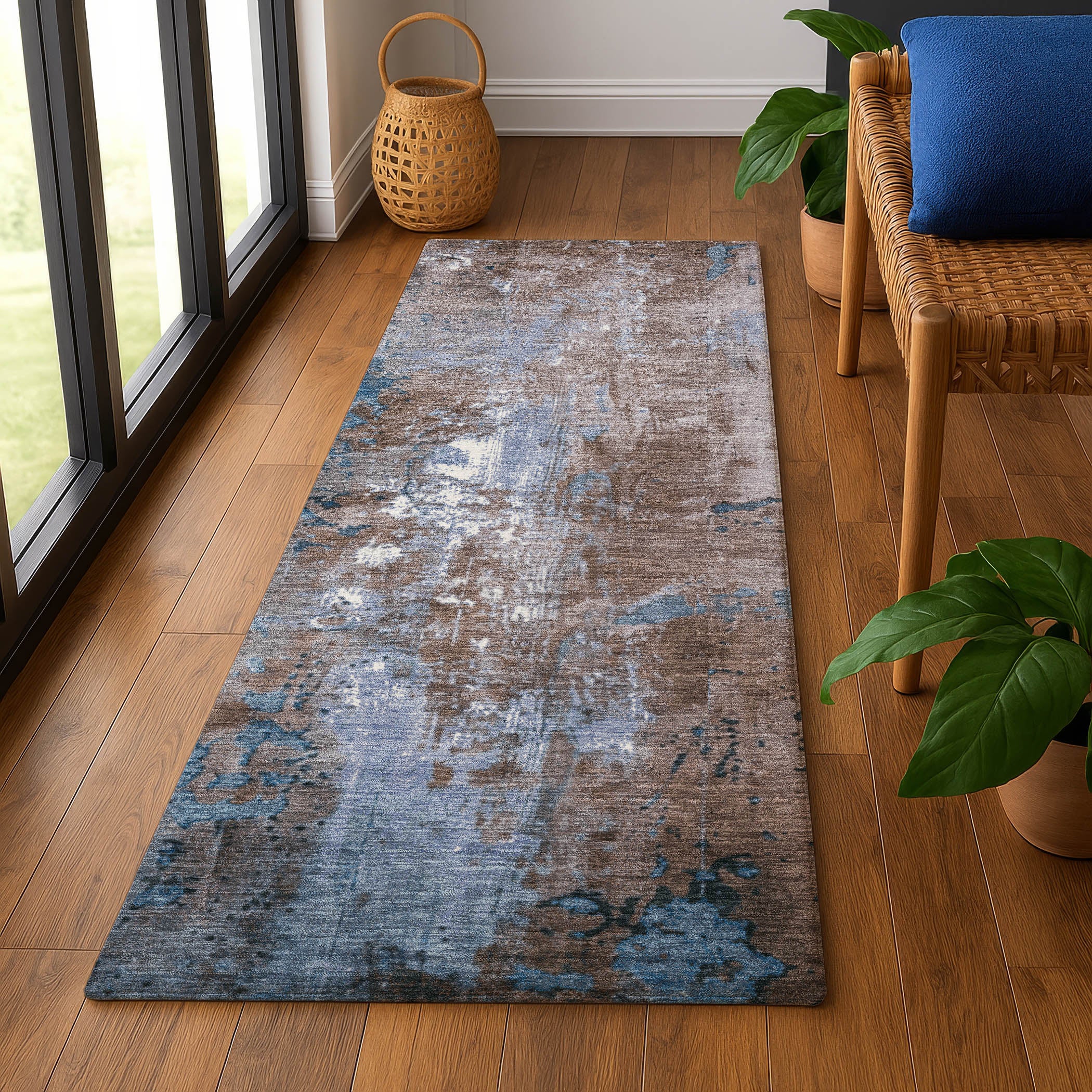 Mostar Machine Washable Transitional Brown Rug 2'3" x 7'6" #shape_Runner