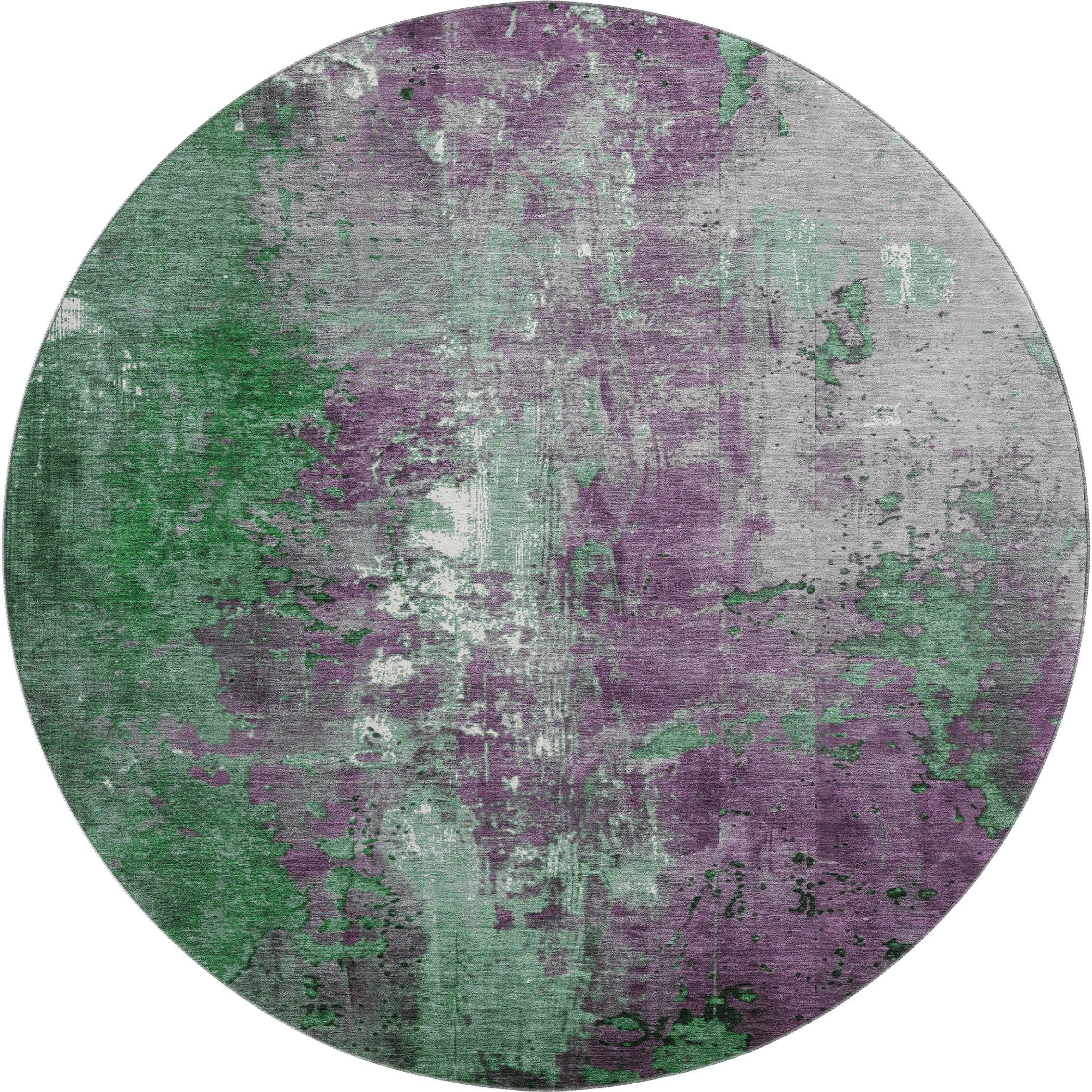 Mostar Machine Washable Transitional Emerald Green Rug 8' x 8' #shape_Round