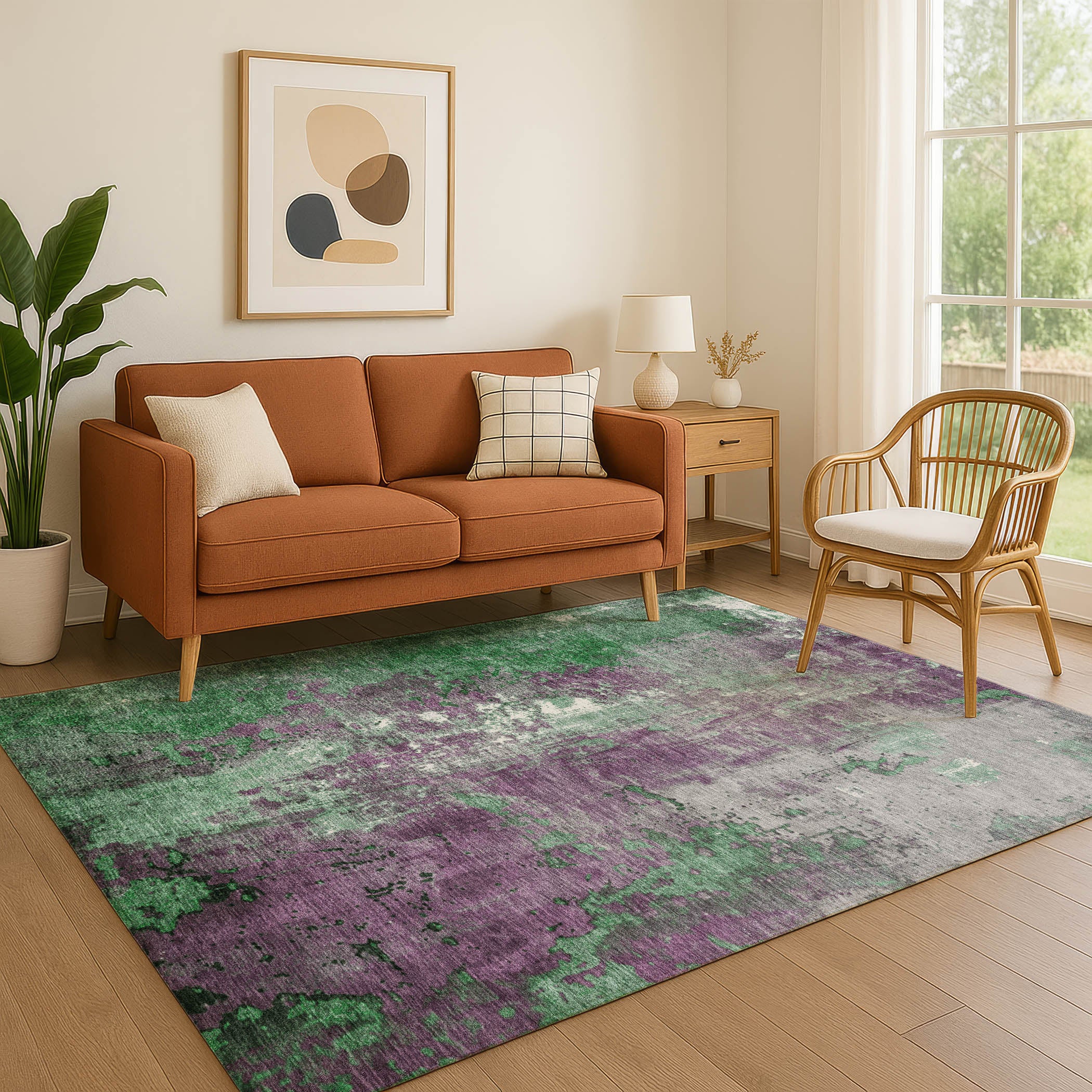 Mostar Machine Washable Transitional Emerald Green Rug 2'6" x 3'10" #shape_Rectangle