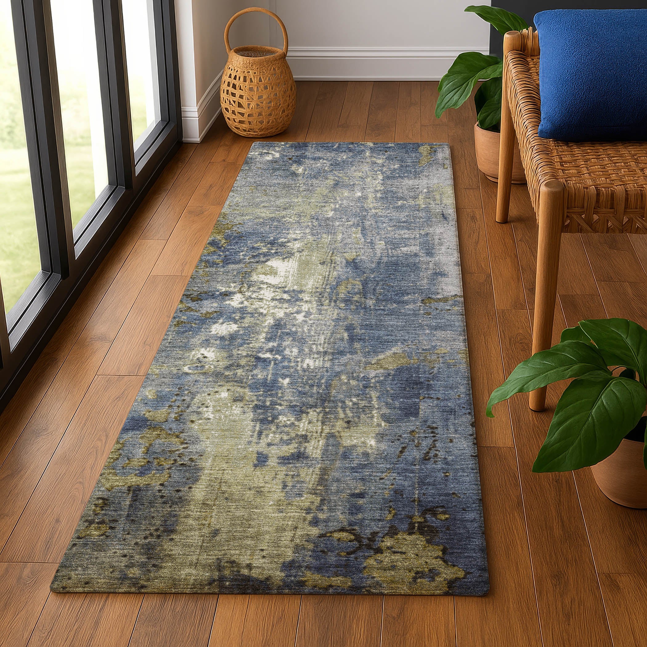 Mostar Machine Washable Transitional Khaki Brown Rug 2'3" x 7'6" #shape_Runner