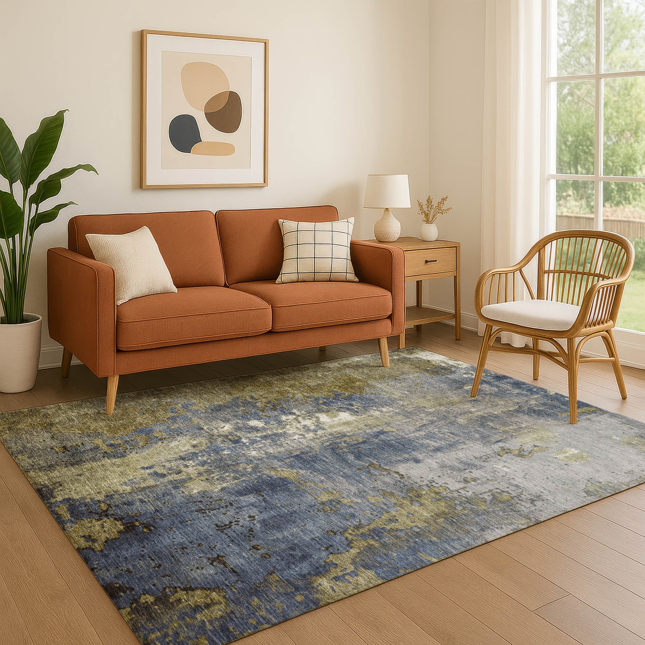 Mostar Machine Washable Transitional Khaki Brown Rug 2'6" x 3'10" #shape_Rectangle