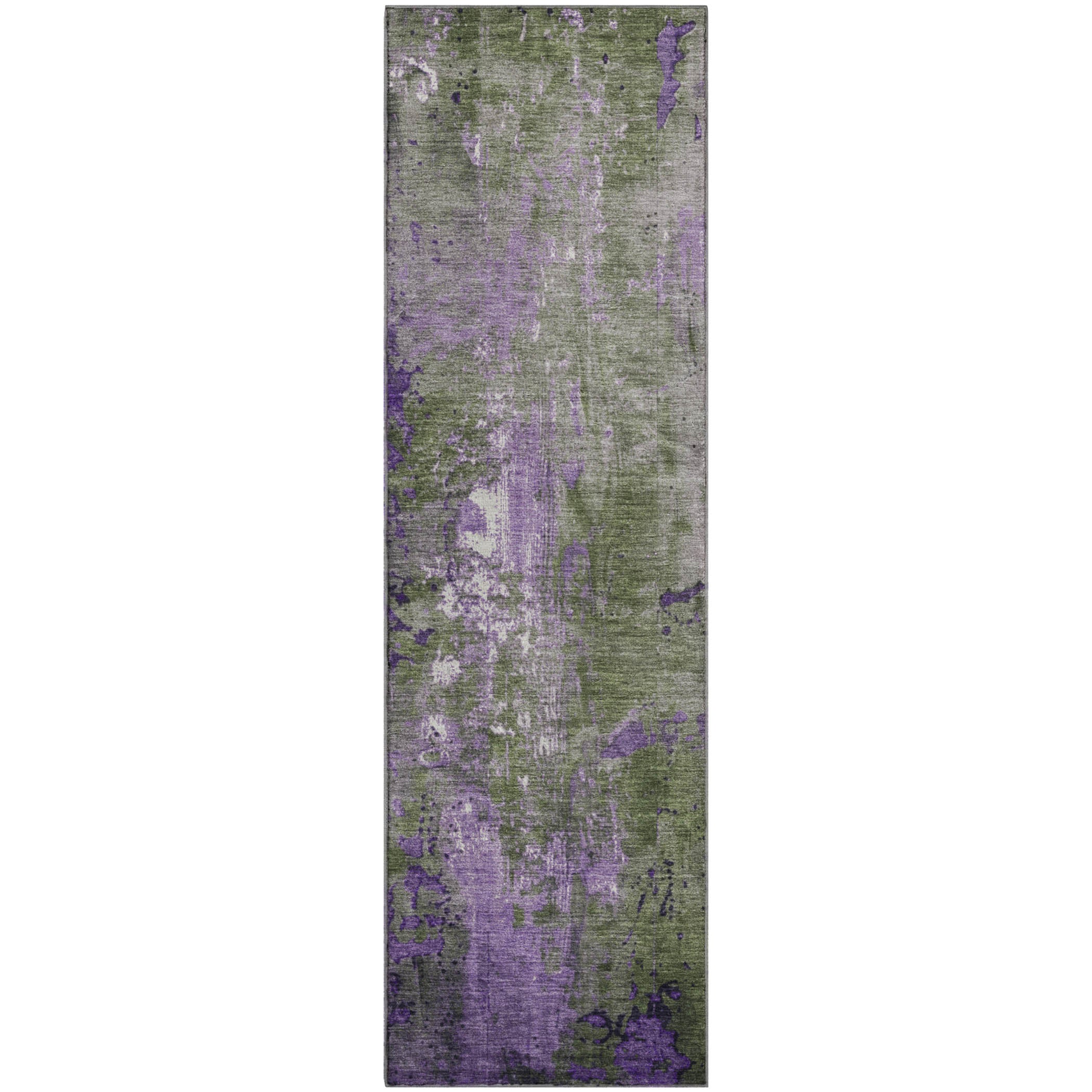 Mostar Machine Washable Transitional Olive Green Rug 2'3" x 7'6" #shape_Runner