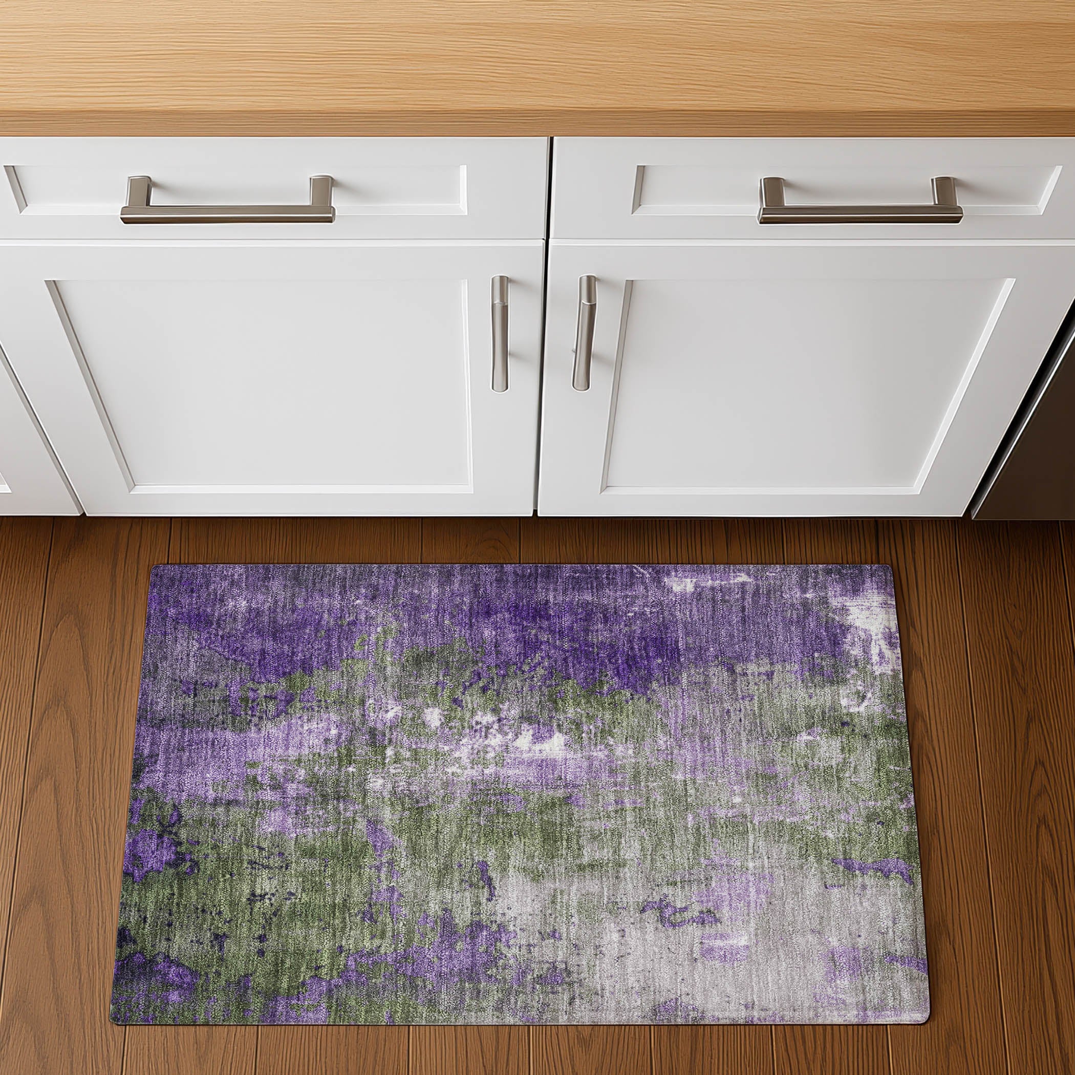 Mostar Machine Washable Transitional Olive Green Rug 1'8" x 2'6" #shape_Rectangle