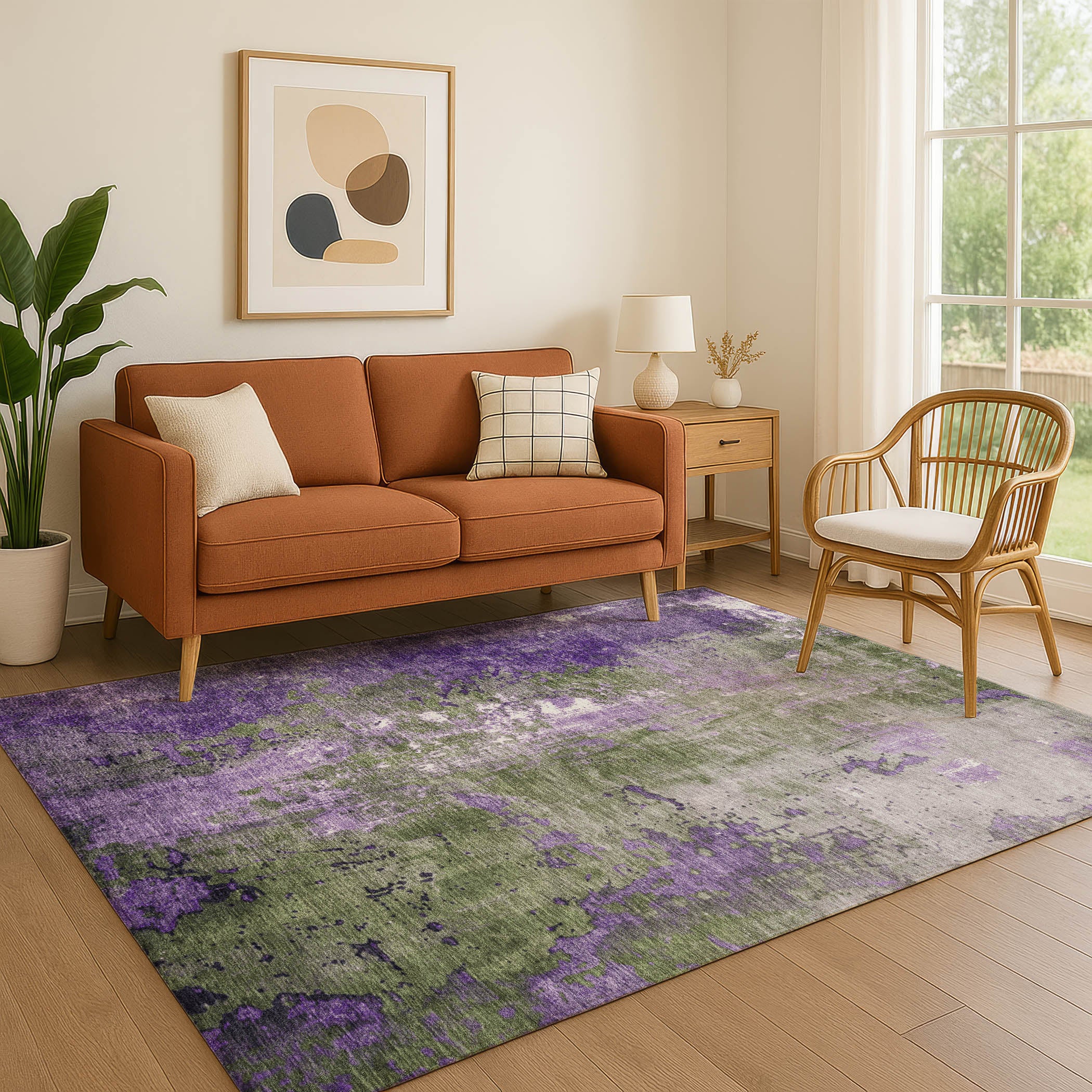 Mostar Machine Washable Transitional Olive Green Rug 2'6" x 3'10" #shape_Rectangle