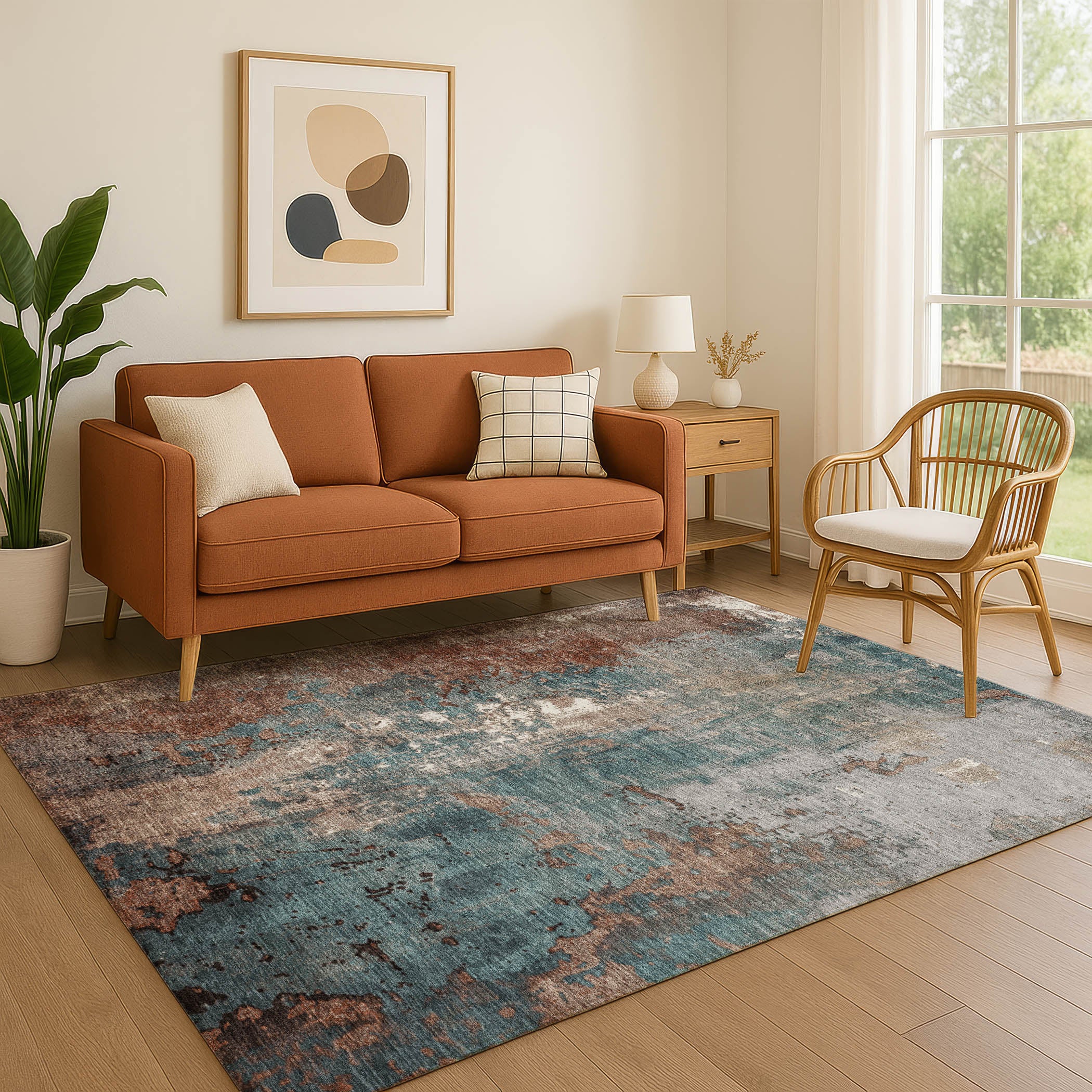 Mostar Machine Washable Transitional Paprika Orange Rug 2'6" x 3'10" #shape_Rectangle