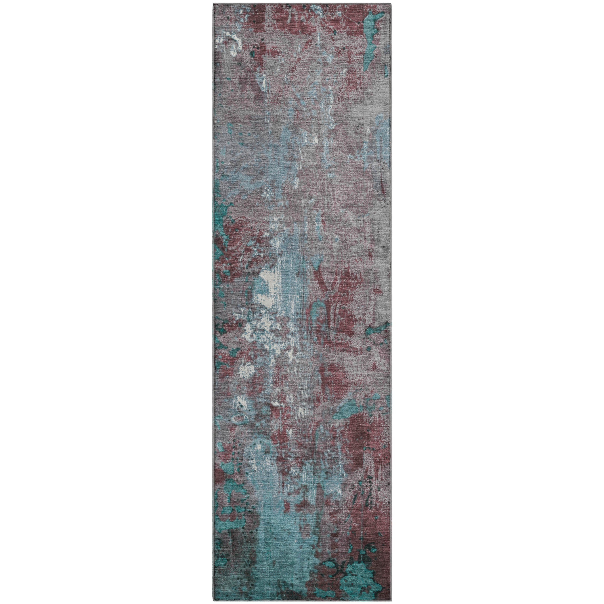Mostar Machine Washable Transitional Turquoise Teal Rug 2'3" x 7'6" #shape_Runner