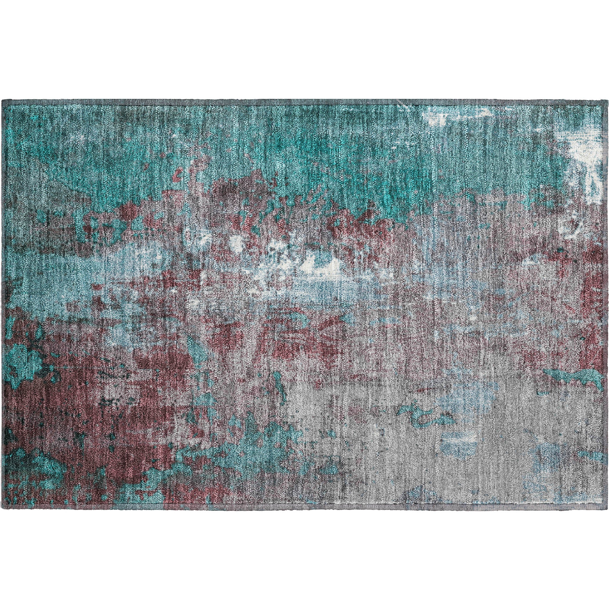 Mostar Machine Washable Transitional Turquoise Teal Rug 1'8" x 2'6" #shape_Rectangle