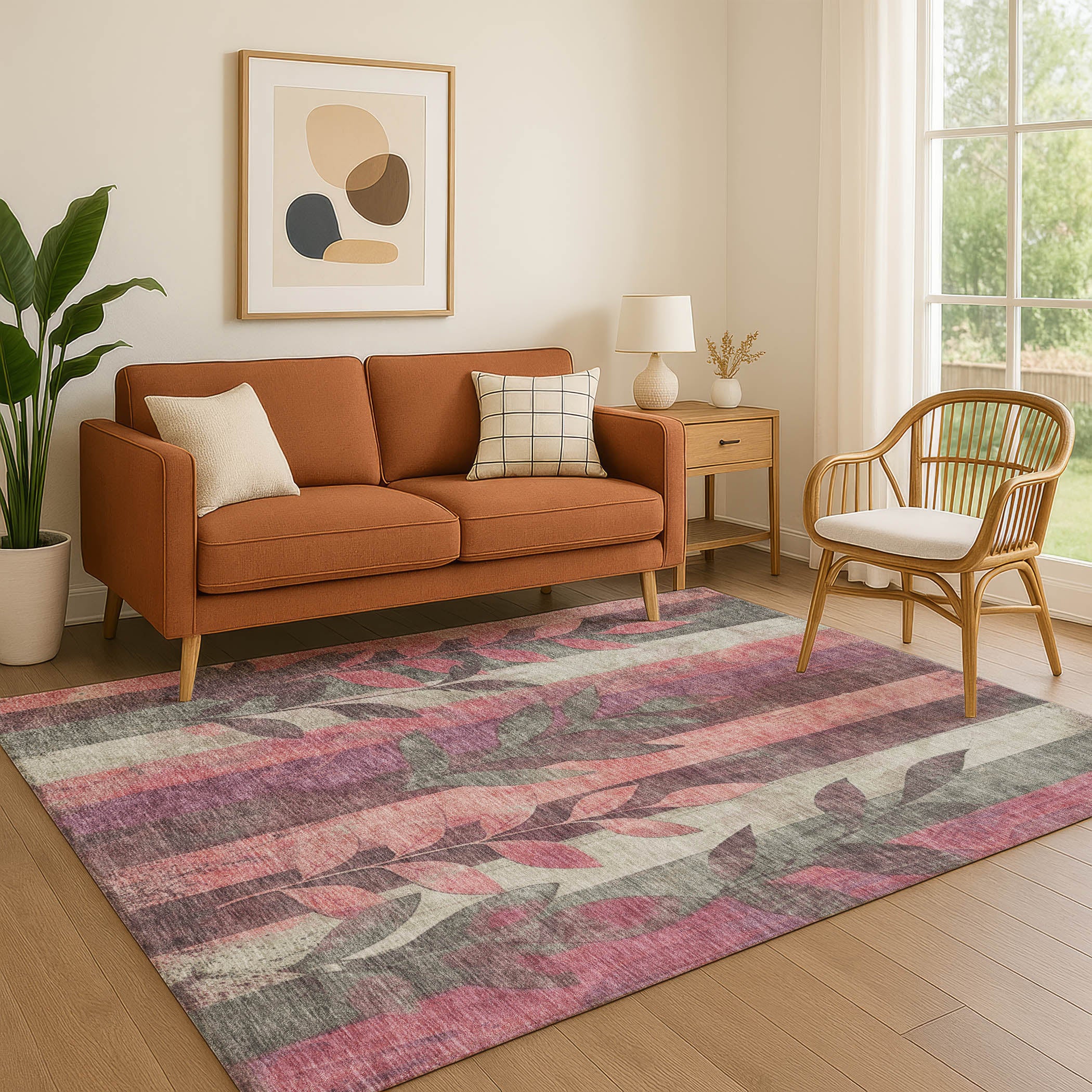 Split Machine Washable Transitional Blush Pink Rug 2'6" x 3'10" #shape_Rectangle