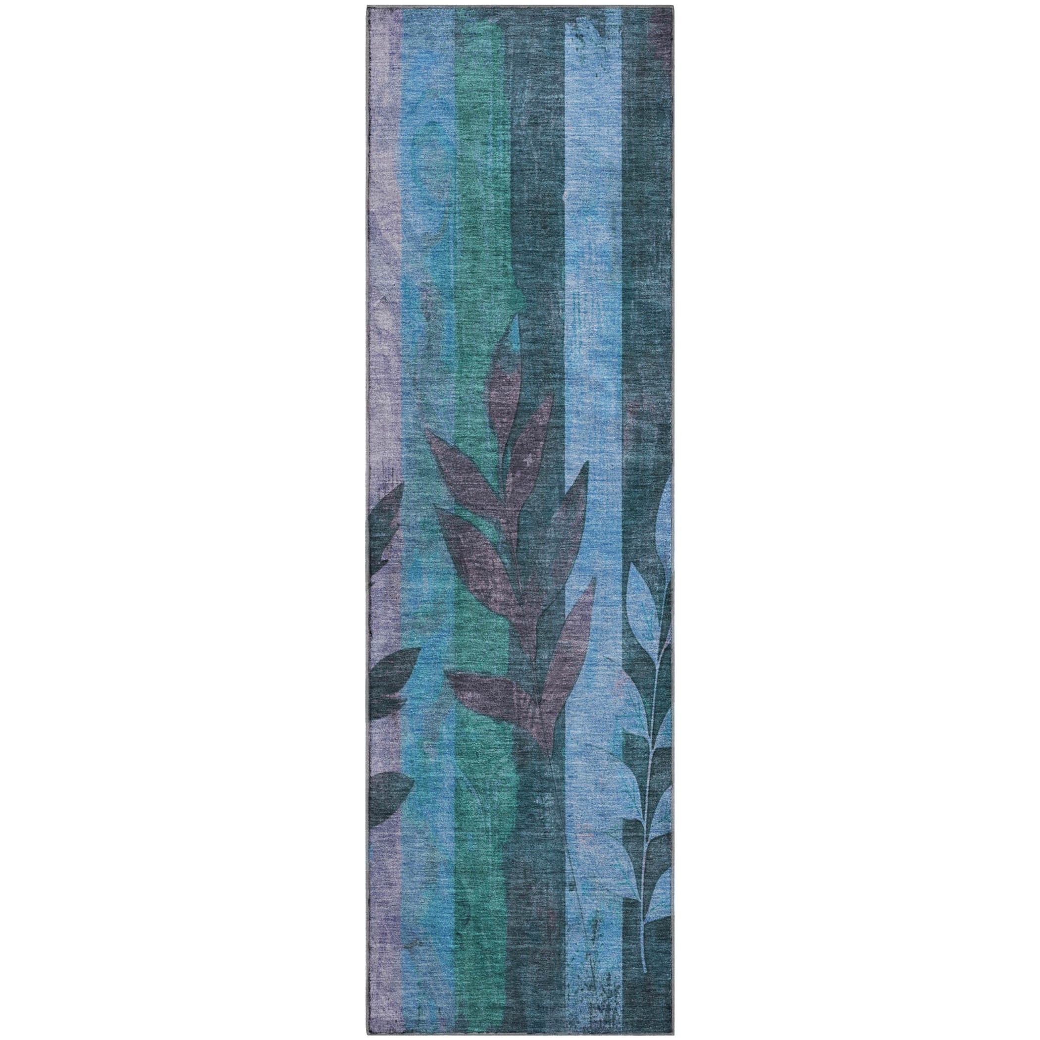 Split Machine Washable Transitional Denim Blue Rug 2'3" x 7'6" #shape_Runner