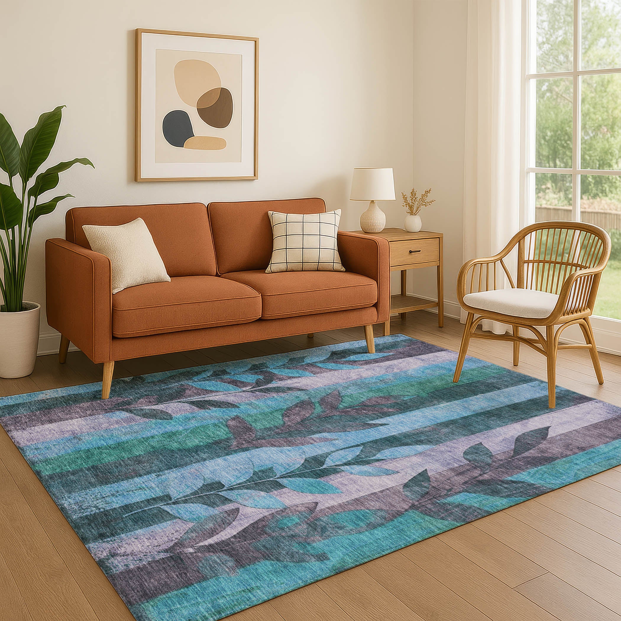 Split Machine Washable Transitional Denim Blue Rug 2'6" x 3'10" #shape_Rectangle
