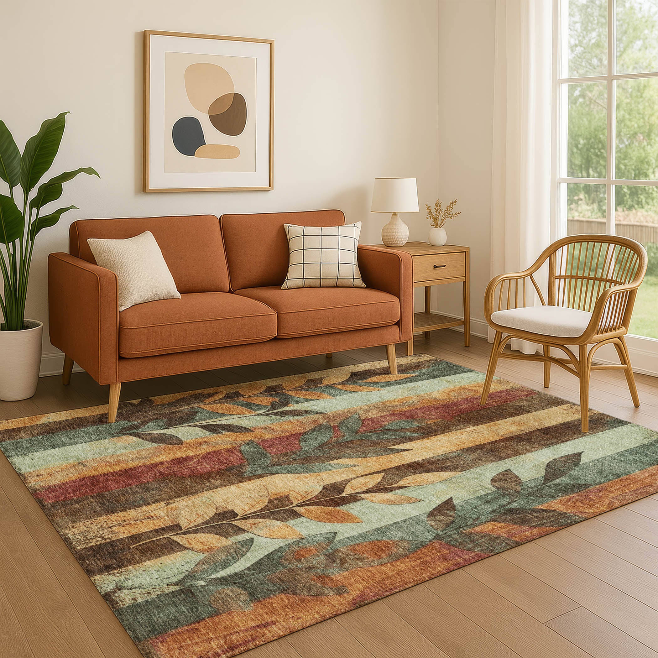 Split Machine Washable Transitional Wheat Gold Rug 2'6" x 3'10" #shape_Rectangle