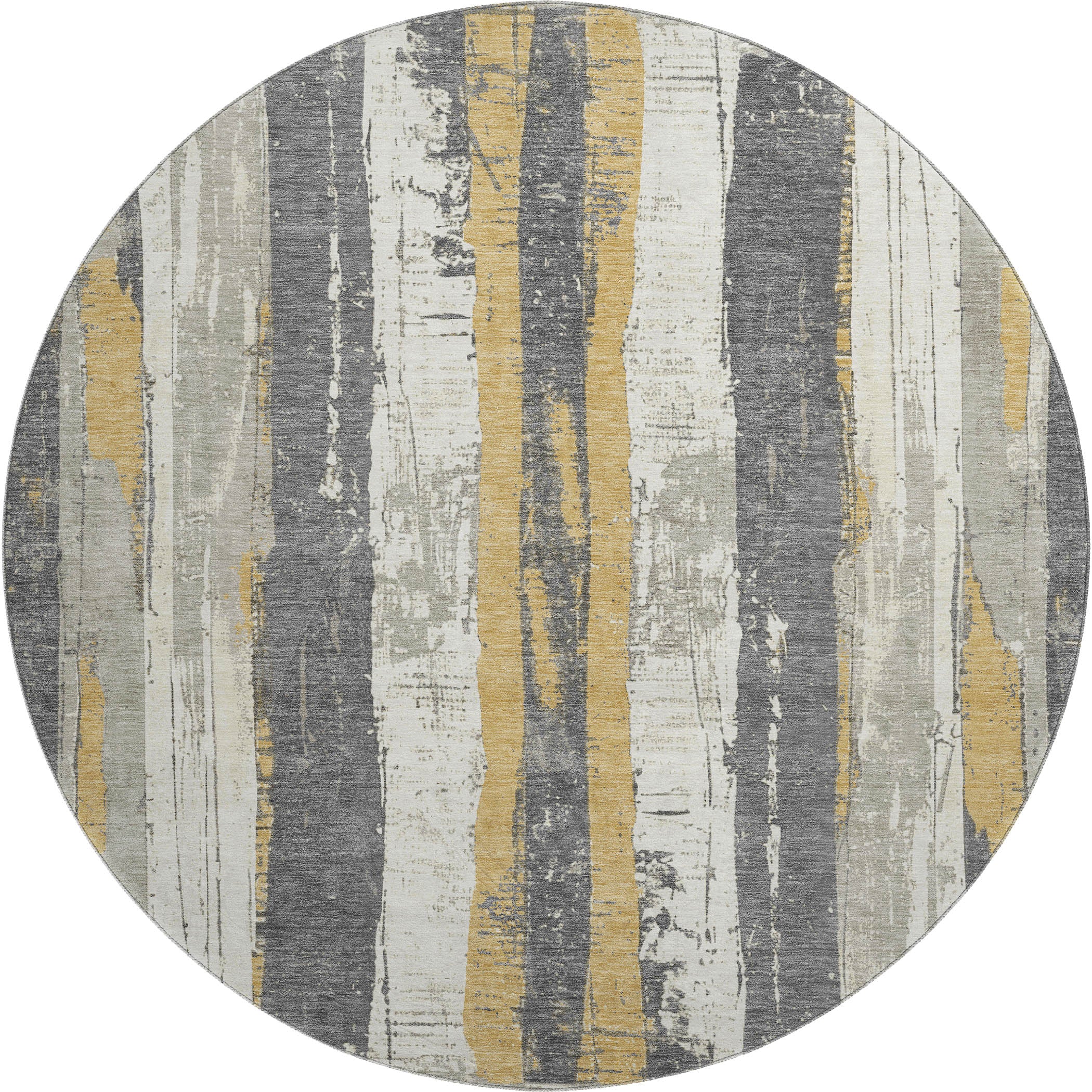 Florence Machine Washable Transitional Gold Rug 8' x 8' #shape_Round