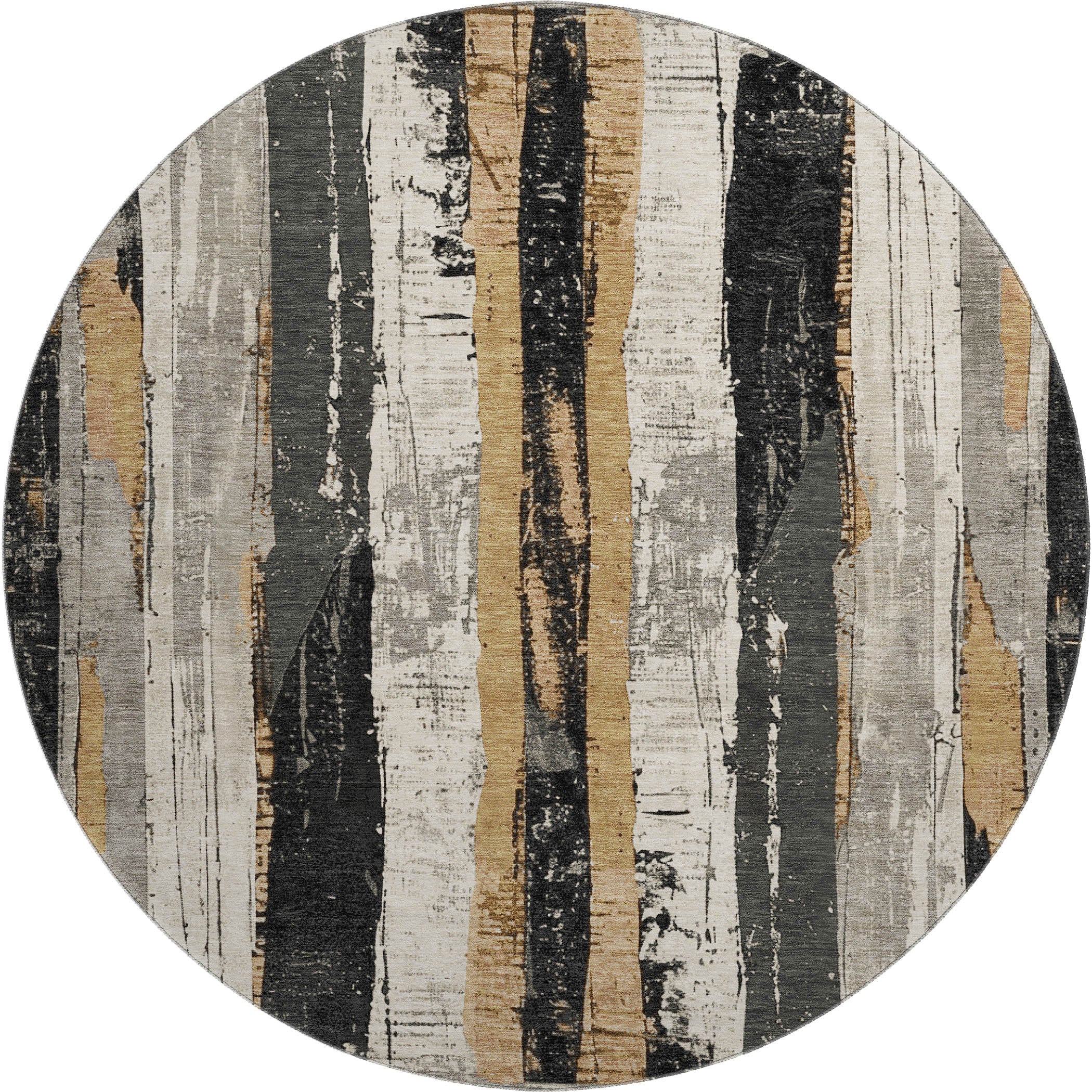 Florence Machine Washable Transitional Taupe Brown Rug 8' x 8' #shape_Round