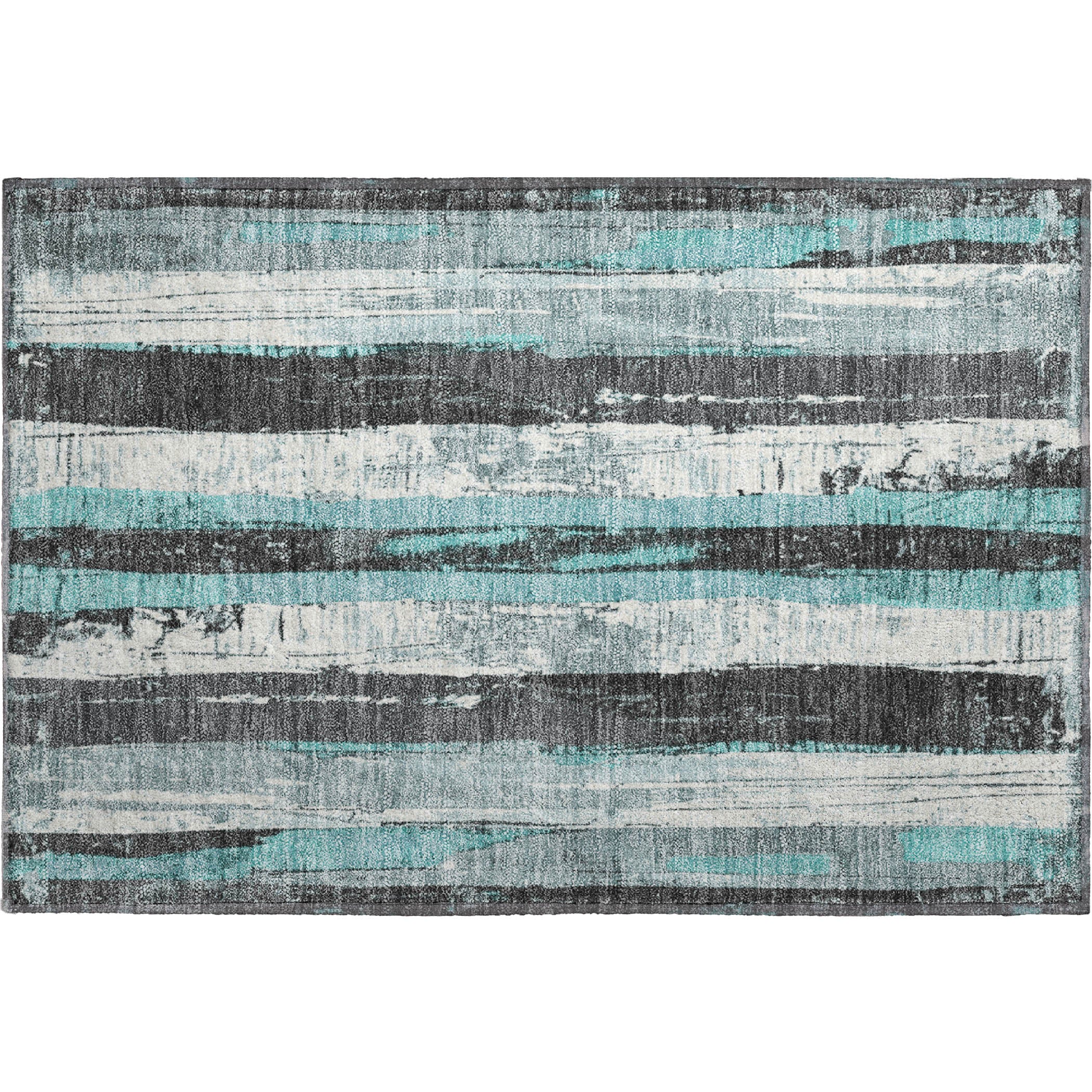 Florence Machine Washable Transitional Teal Rug 1'8" x 2'6" #shape_Rectangle