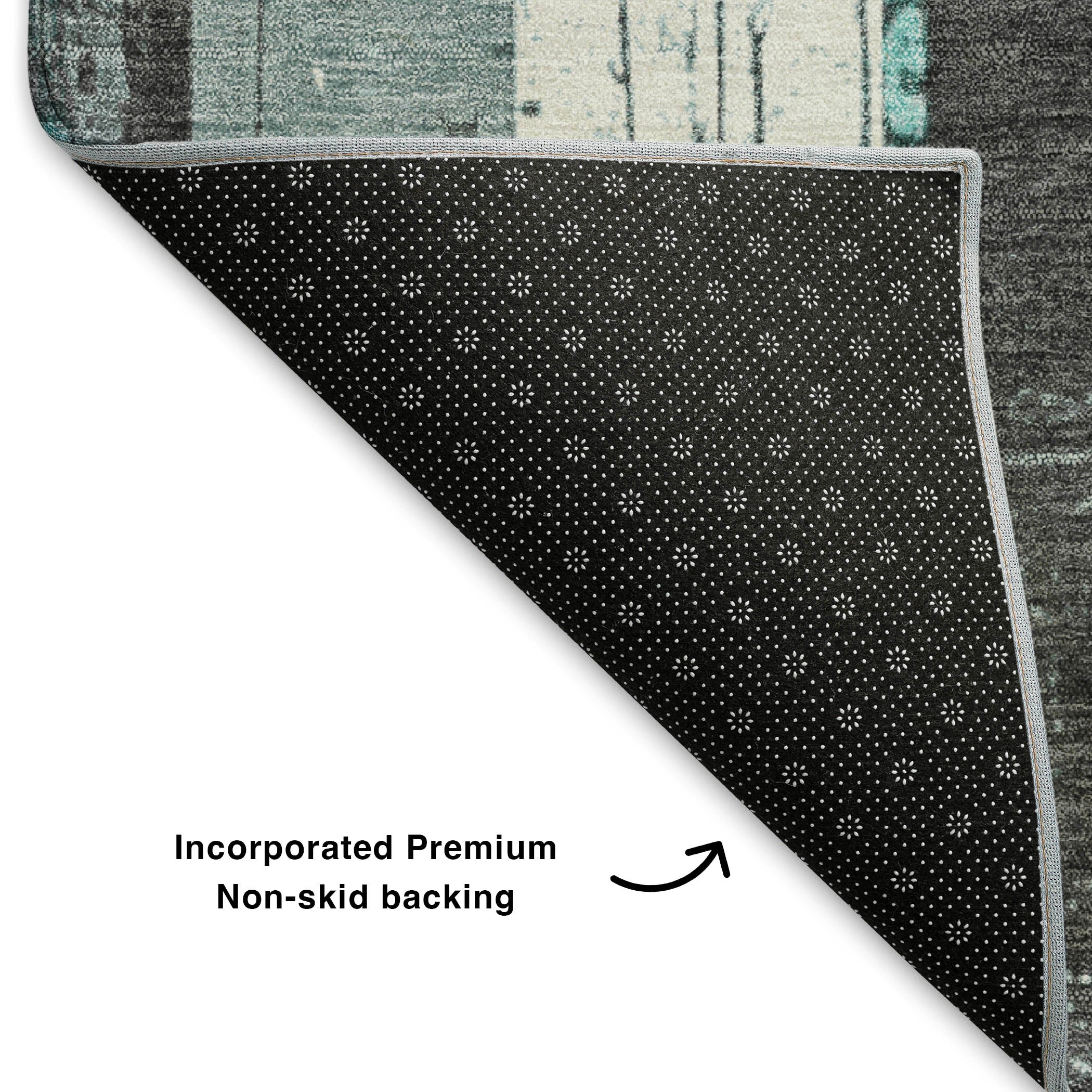 Florence Machine Washable Transitional Teal Rug 1'8" x 2'6" #shape_Rectangle