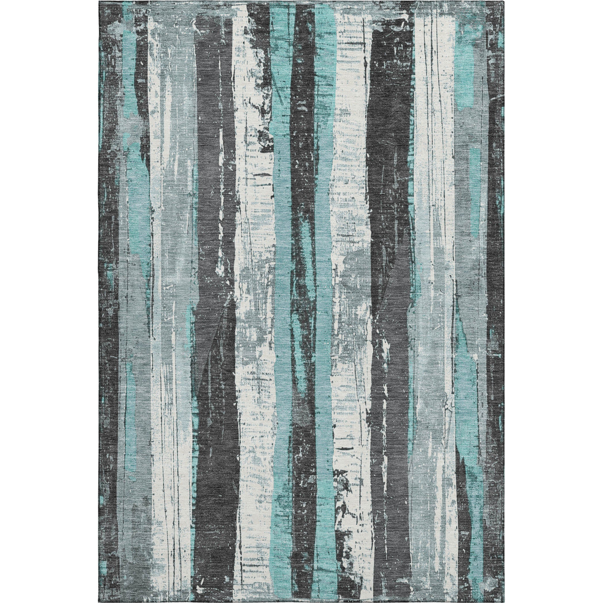 Florence Machine Washable Transitional Teal Rug 2'6" x 3'10" #shape_Rectangle