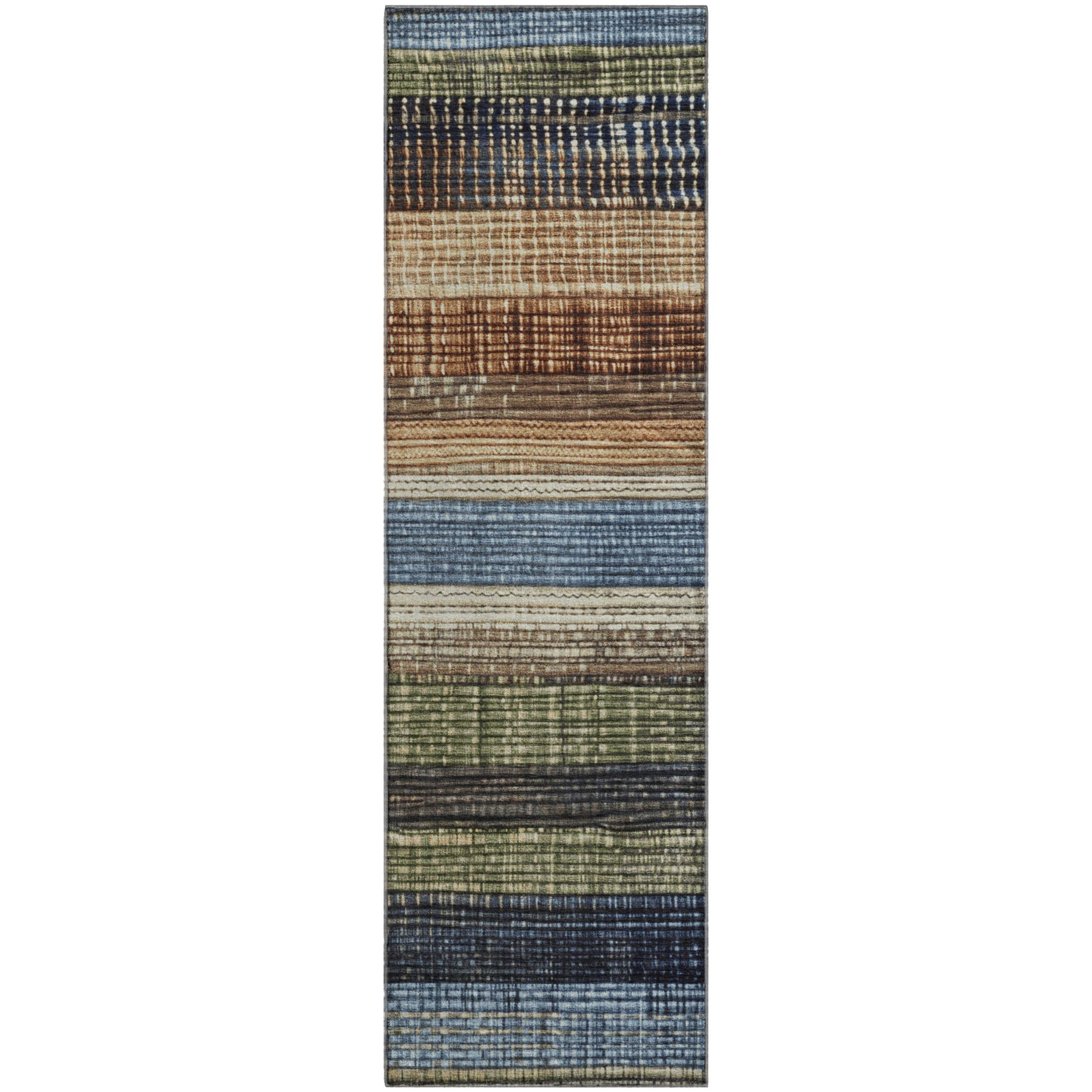 Montevideo Machine Washable Transitional Blue Rug 2'3" x 7'6" #shape_Runner