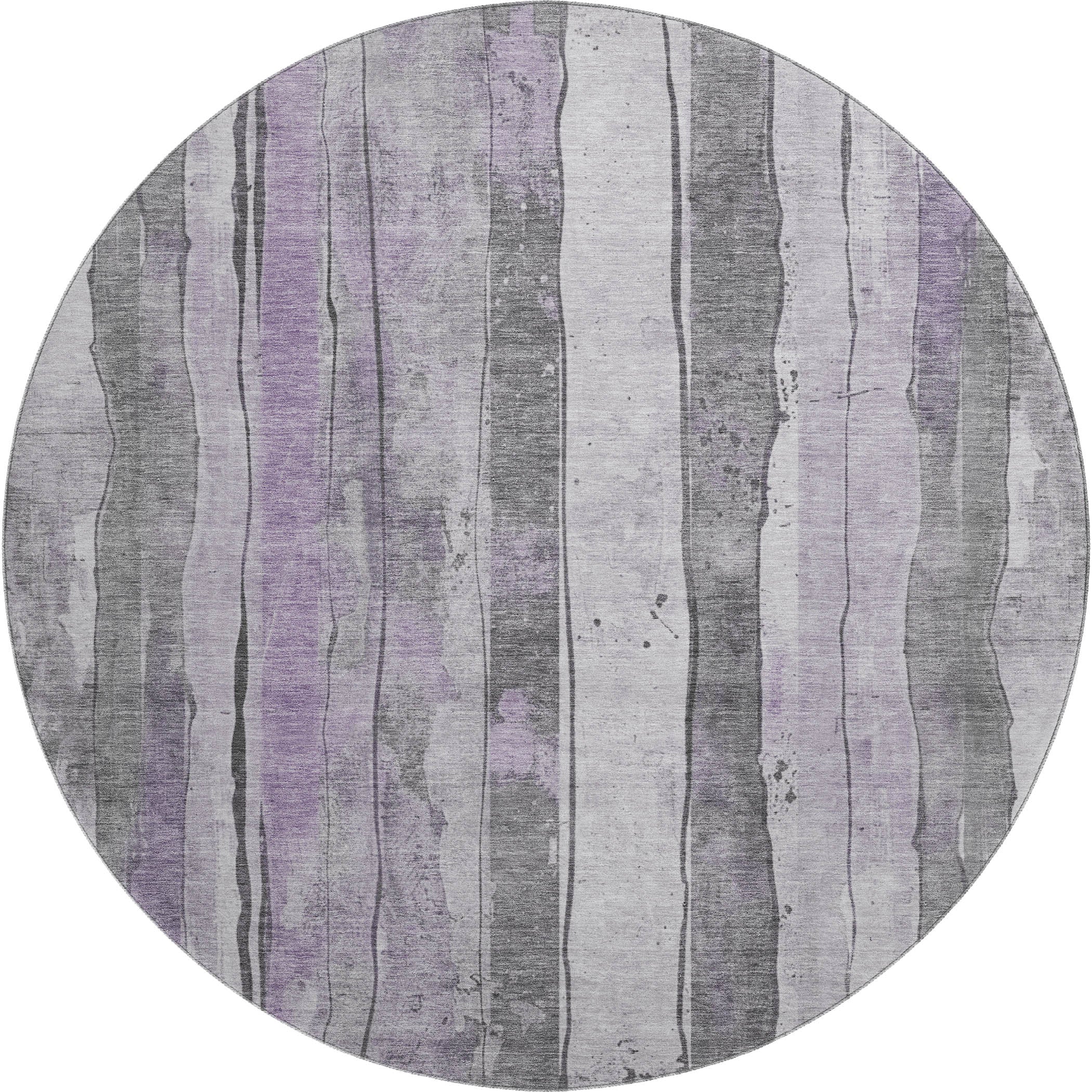 Dublin Machine Washable Transitional Lavender Purple Rug 8' x 8' #shape_Round