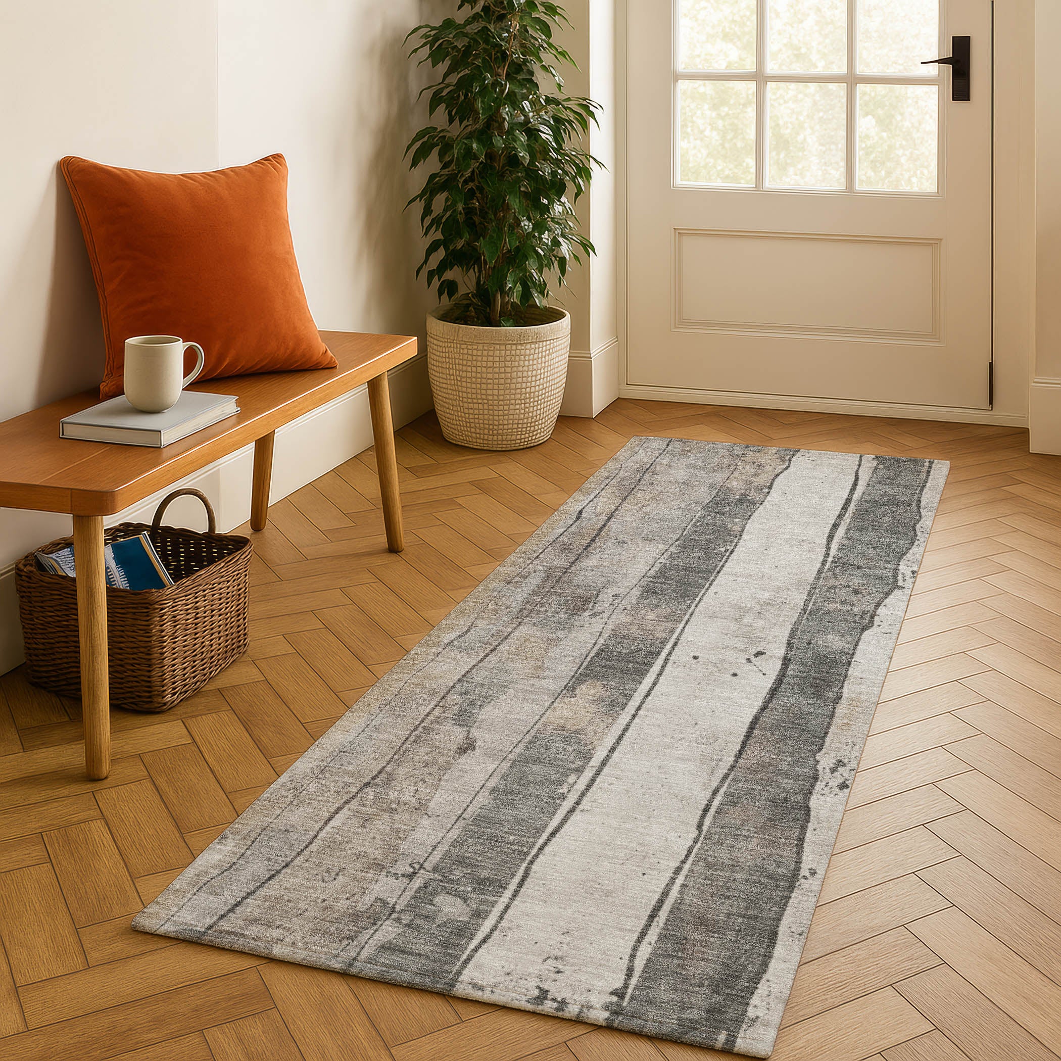 Dublin Machine Washable Transitional Putty Ivory Rug 2'3" x 7'6" #shape_Runner