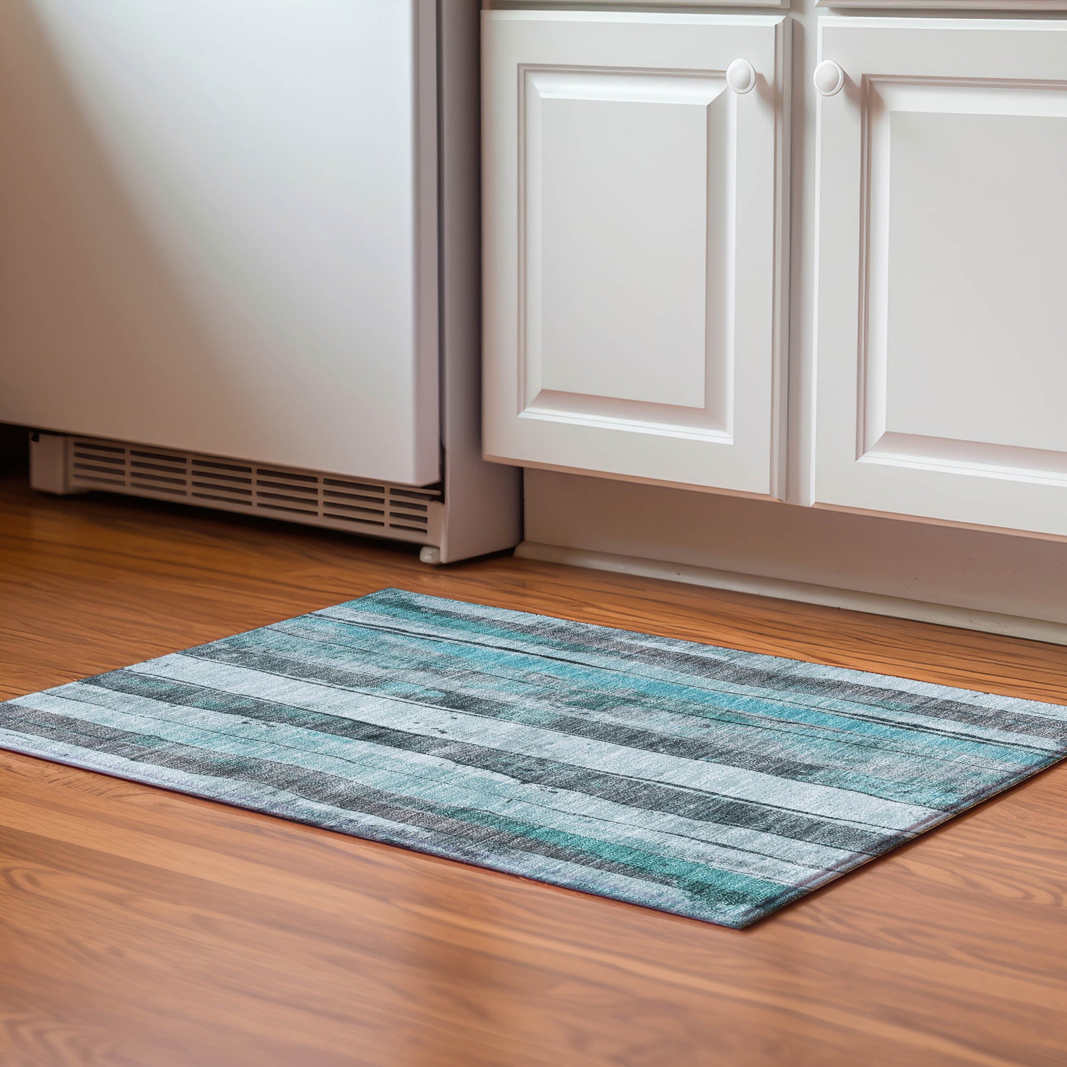 Dublin Machine Washable Transitional Teal Rug 1'8" x 2'6" #shape_Rectangle