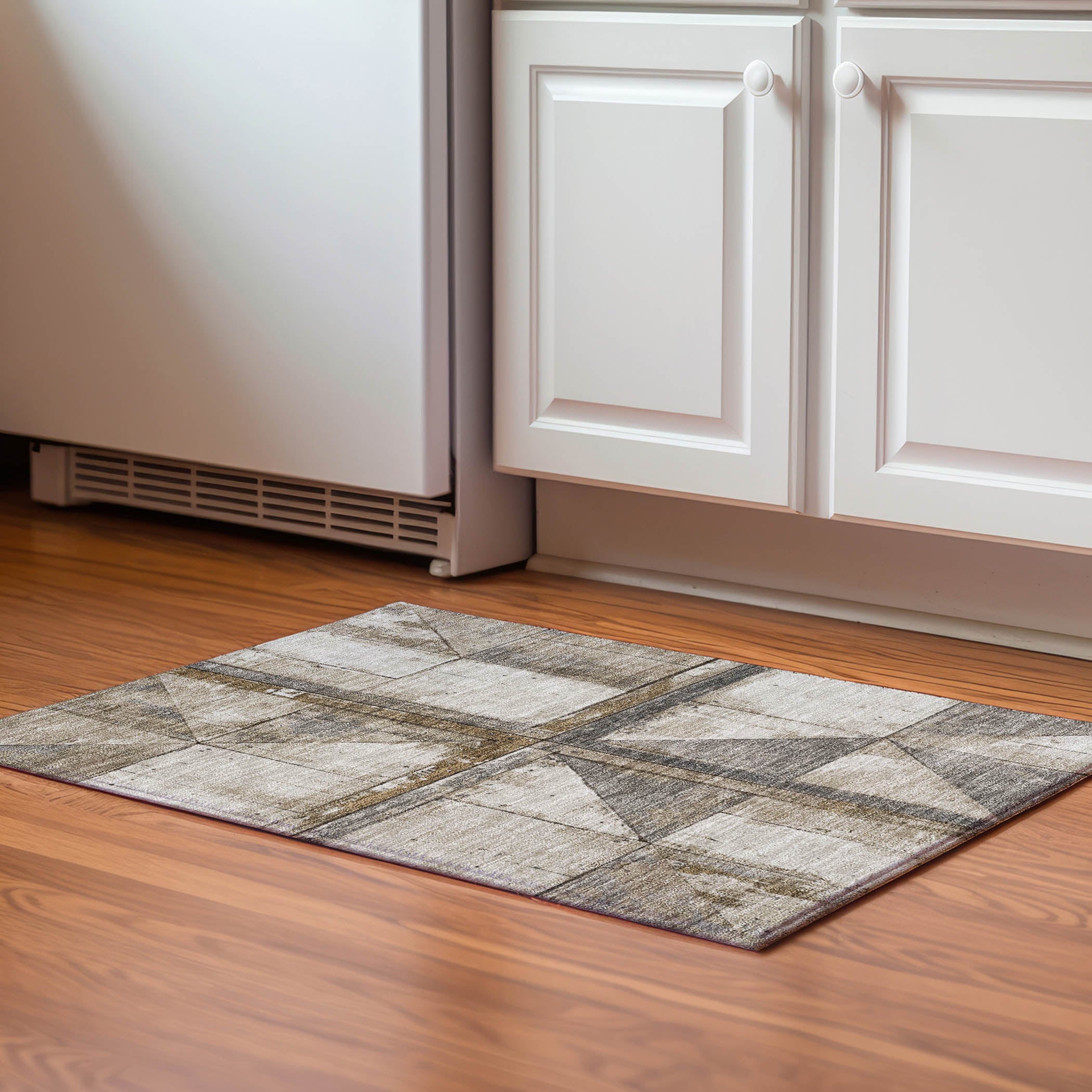 Rome Machine Washable Transitional Beige Brown Rug 1'8" x 2'6" #shape_Rectangle
