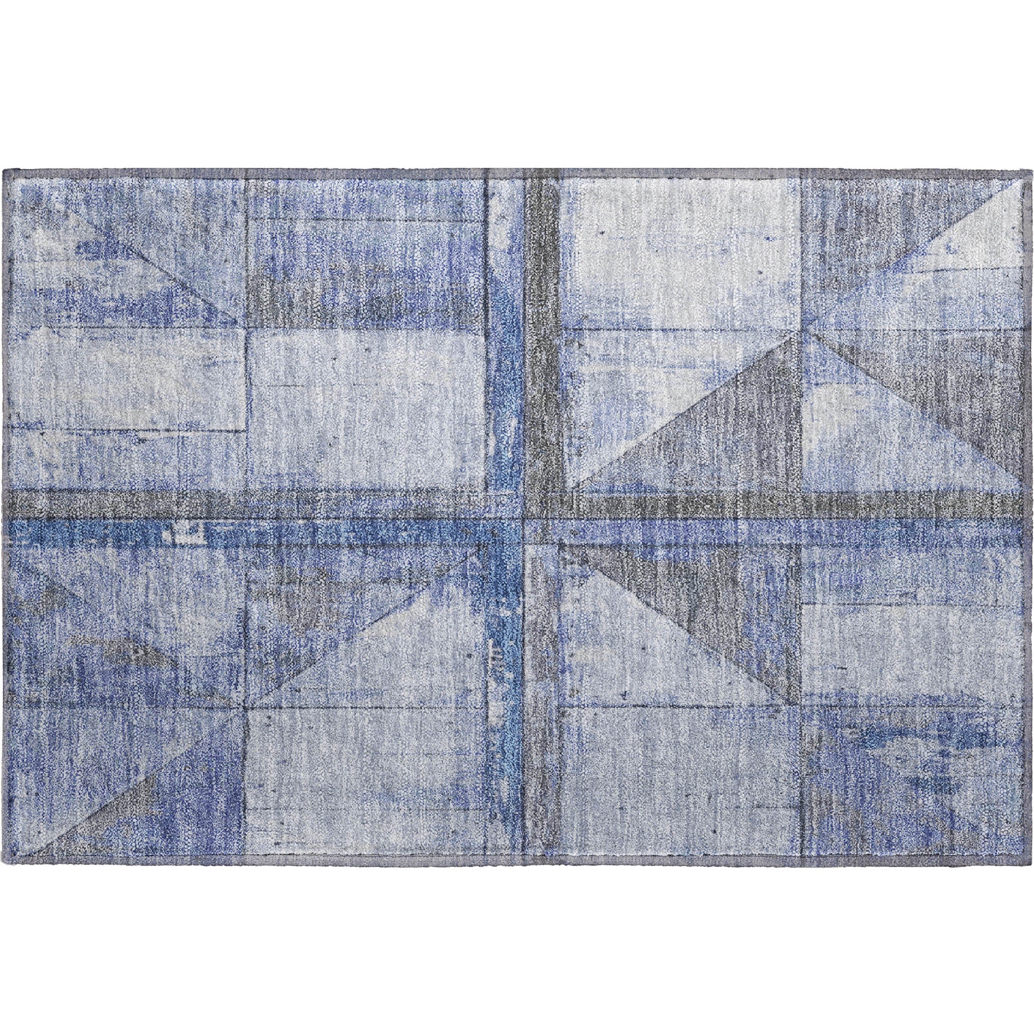Rome Machine Washable Transitional Denim Blue Rug 1'8" x 2'6" #shape_Rectangle