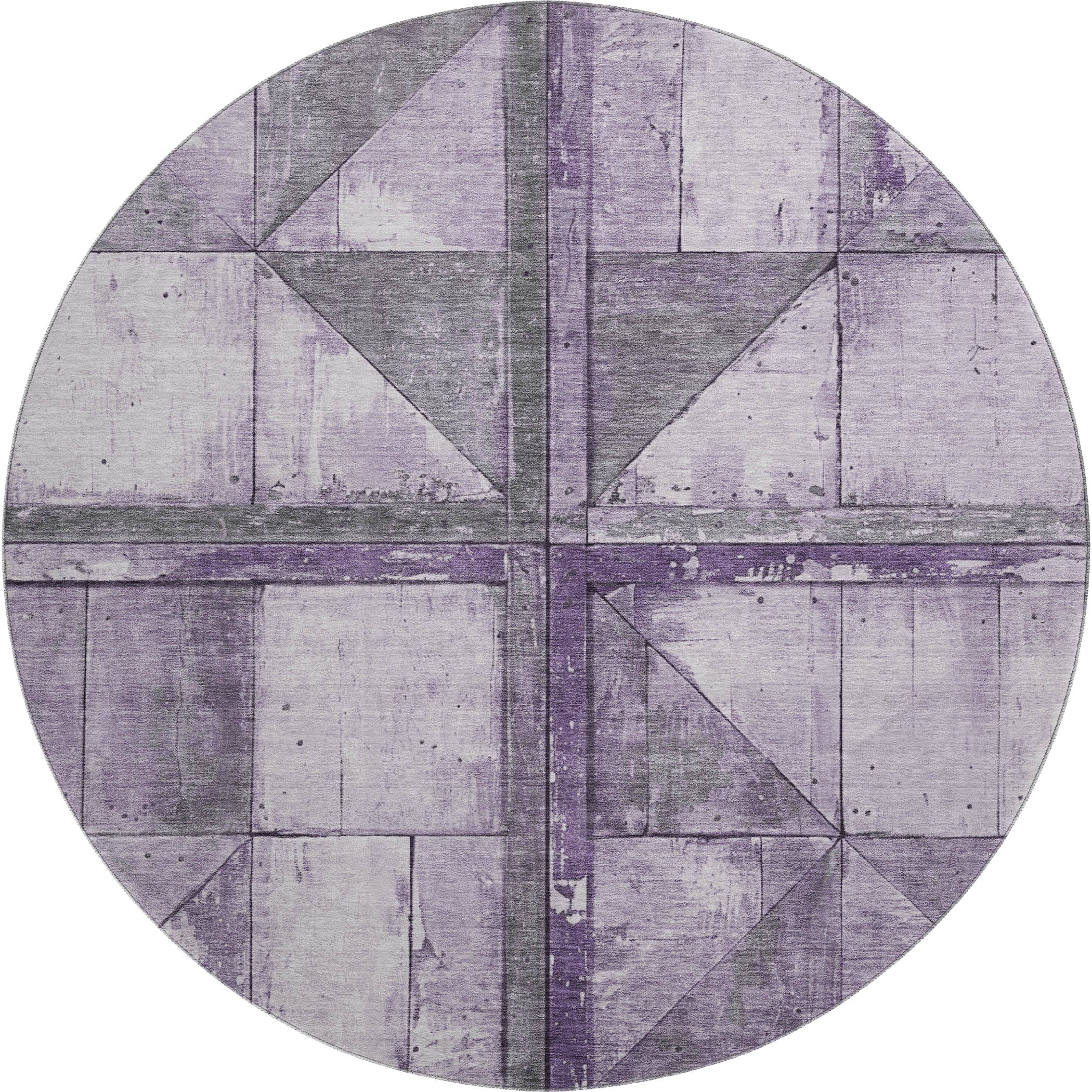 Rome Machine Washable Transitional Purple Rug 8' x 8' #shape_Round