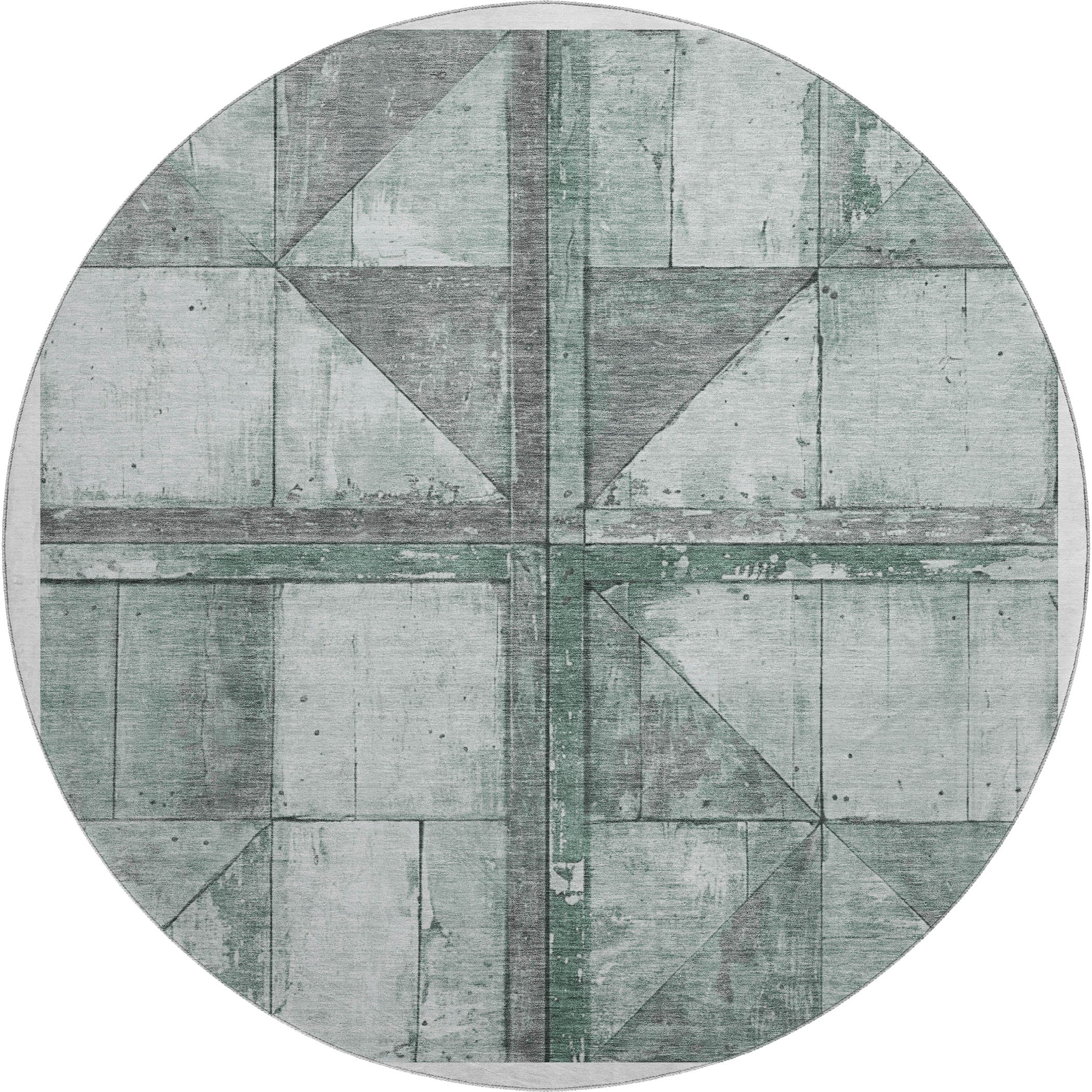 Rome Machine Washable Transitional Sage Green Rug 8' x 8' #shape_Round