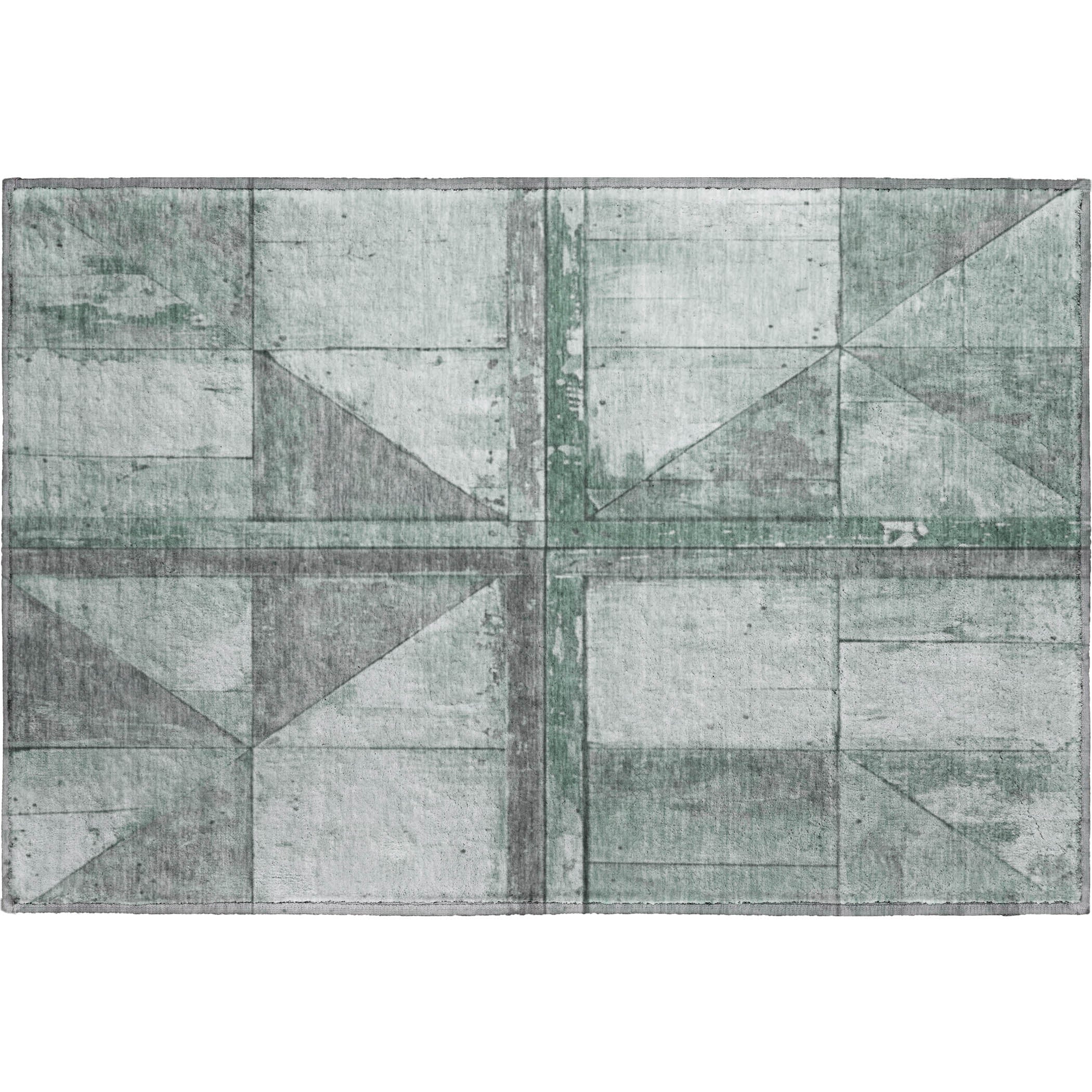 Rome Machine Washable Transitional Sage Green Rug 1'8" x 2'6" #shape_Rectangle
