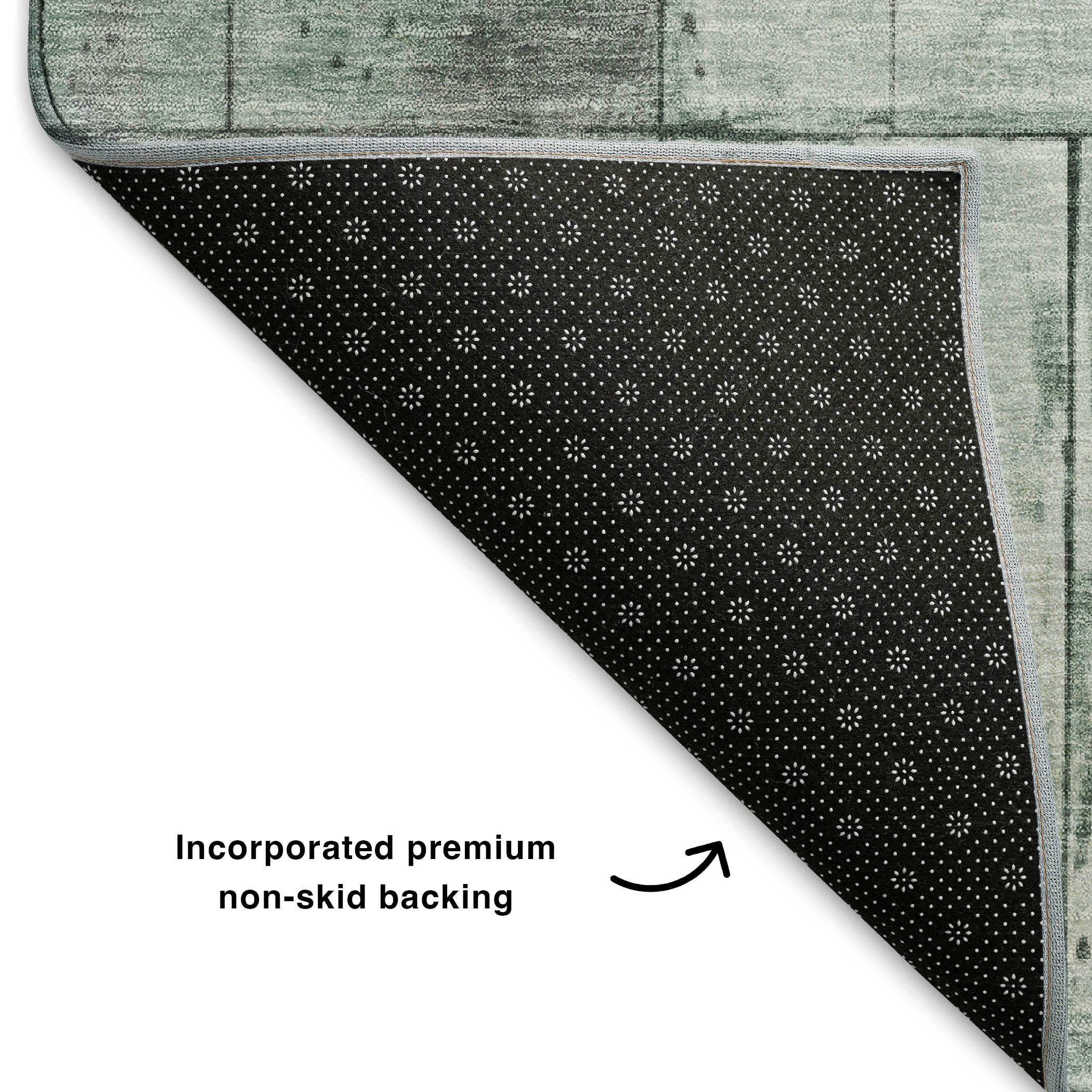 Rome Machine Washable Transitional Sage Green Rug 1'8" x 2'6" #shape_Rectangle