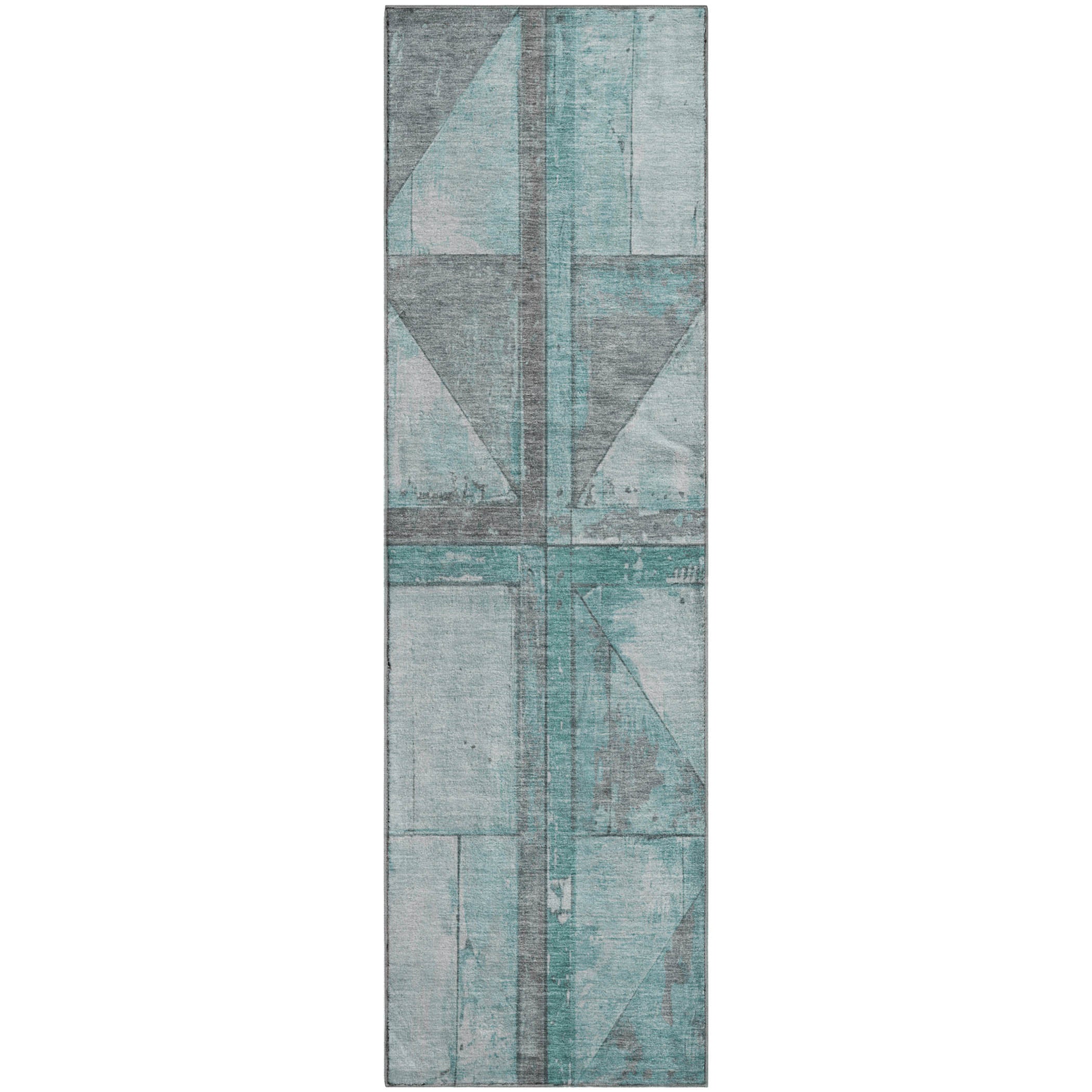 Rome Machine Washable Transitional Teal Rug 2'3" x 7'6" #shape_Runner