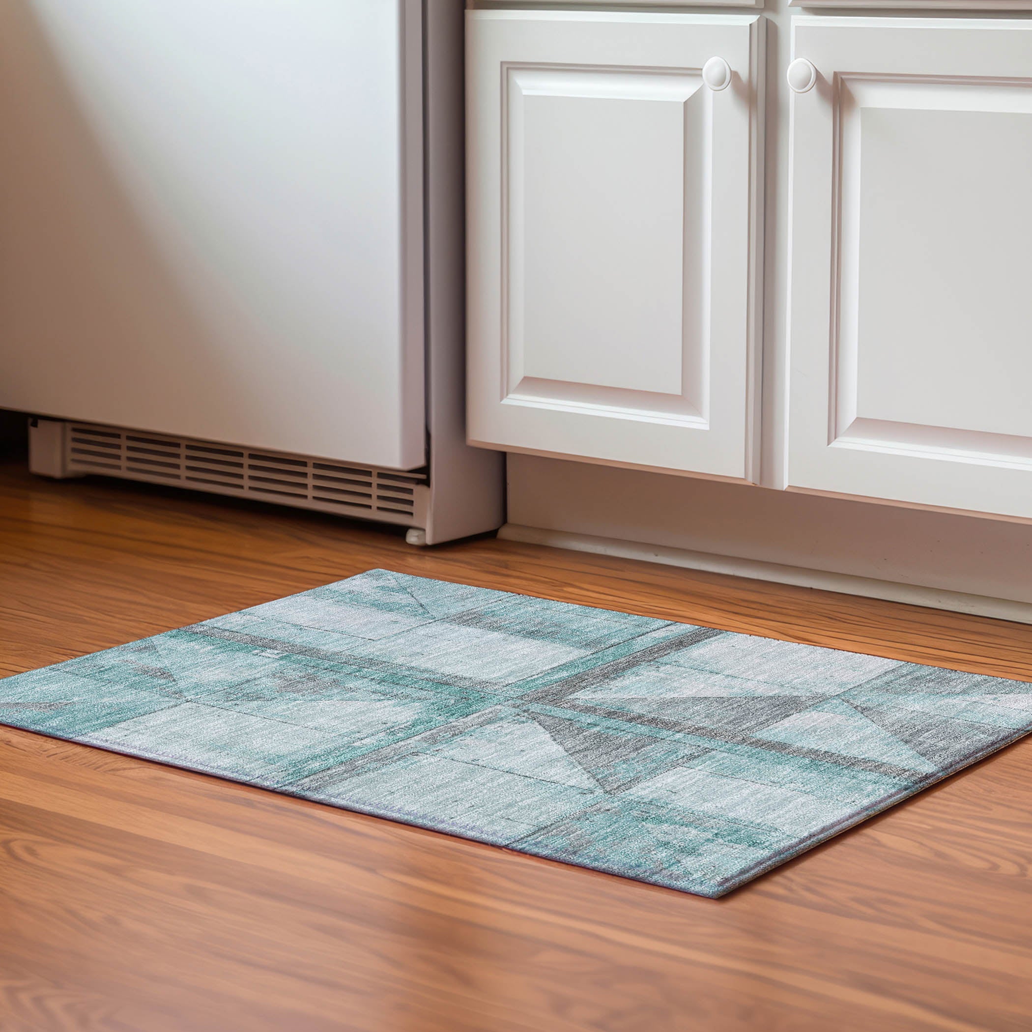 Rome Machine Washable Transitional Teal Rug 1'8" x 2'6" #shape_Rectangle